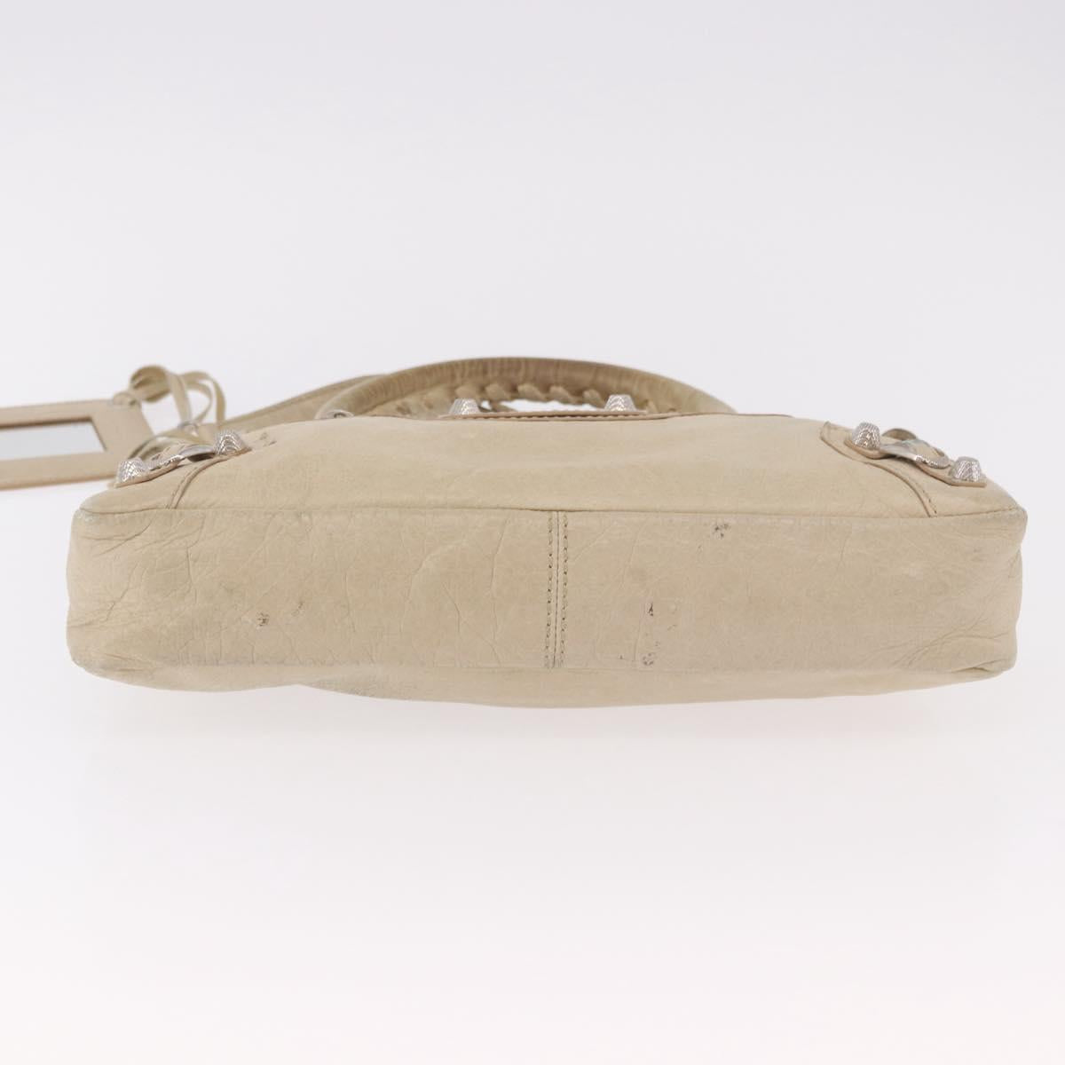 BALENCIAGA The First Hand Bag Leather 2way Beige Silver 240577 Auth 183652V