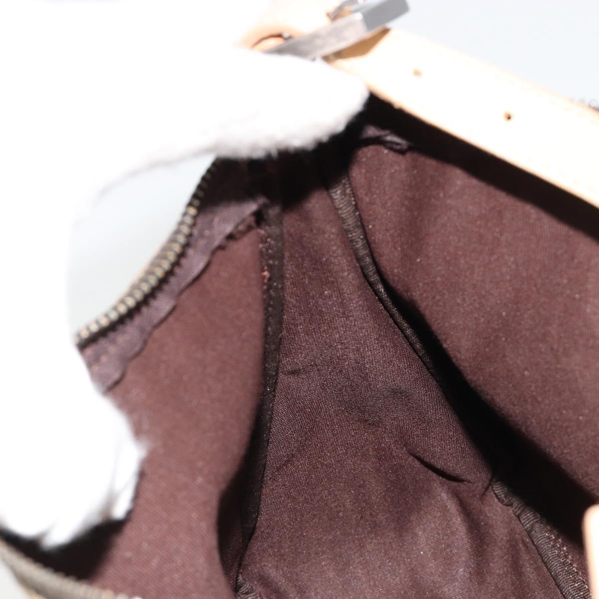 FENDI Zucchino Canvas Hand Bag Beige Silver Auth 183653A
