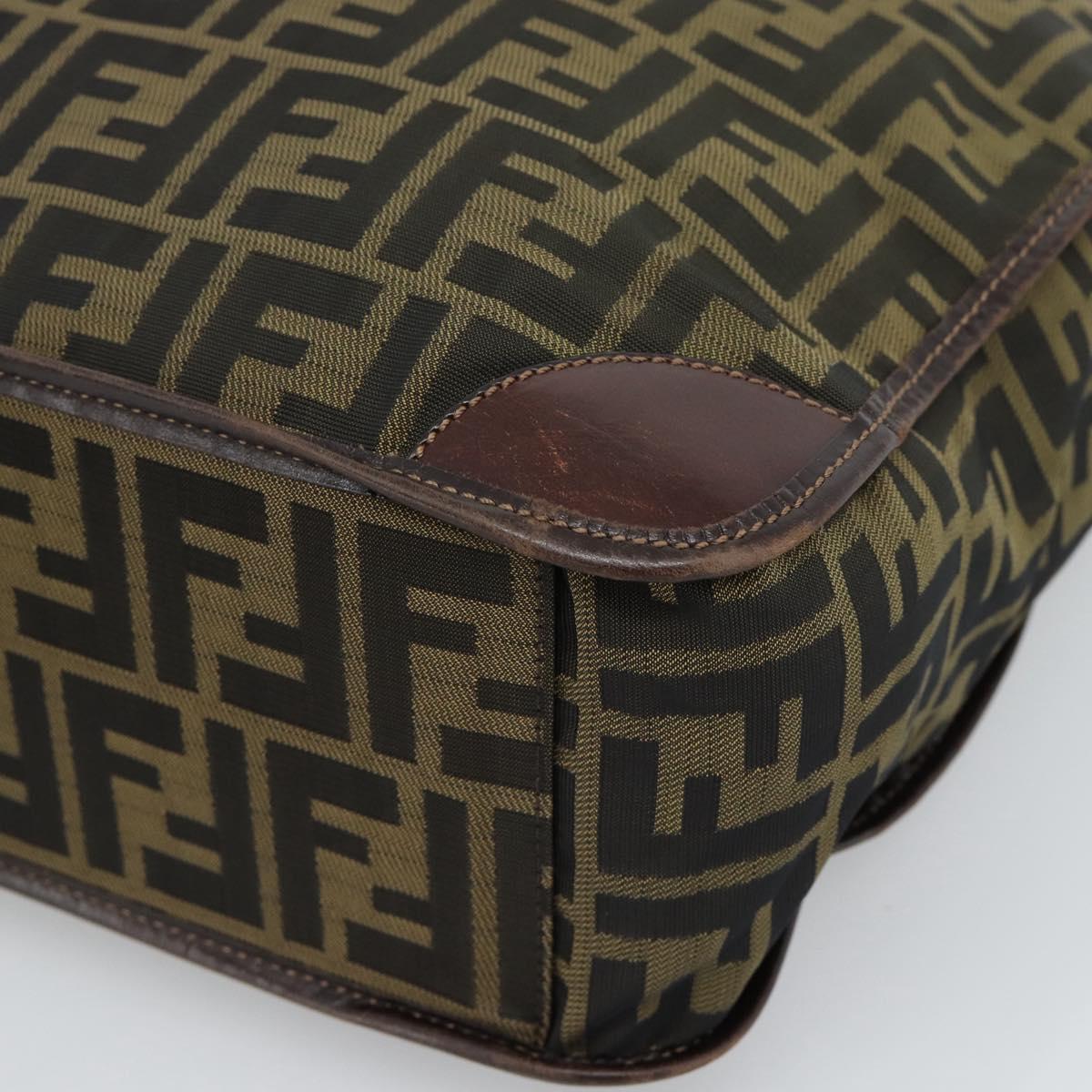 FENDI Zucca Canvas Hand Bag Black Brown Auth 183655