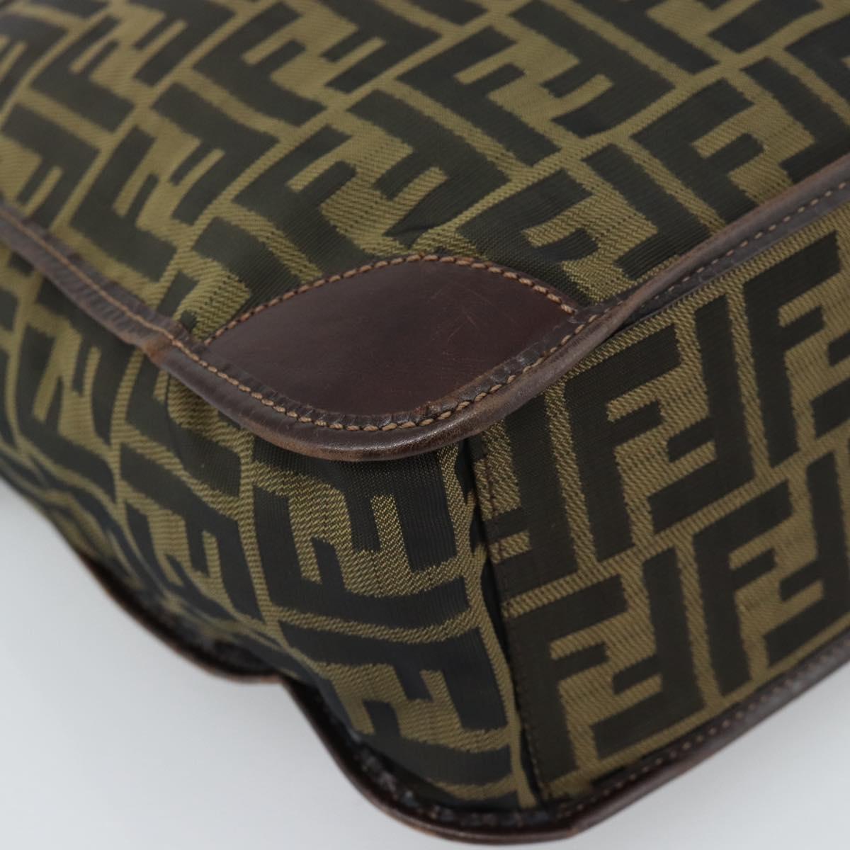 FENDI Zucca Canvas Hand Bag Black Brown Auth 183655