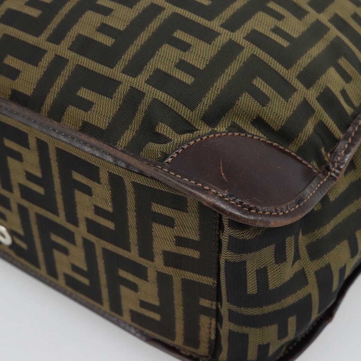 FENDI Zucca Canvas Hand Bag Black Brown Auth 183655