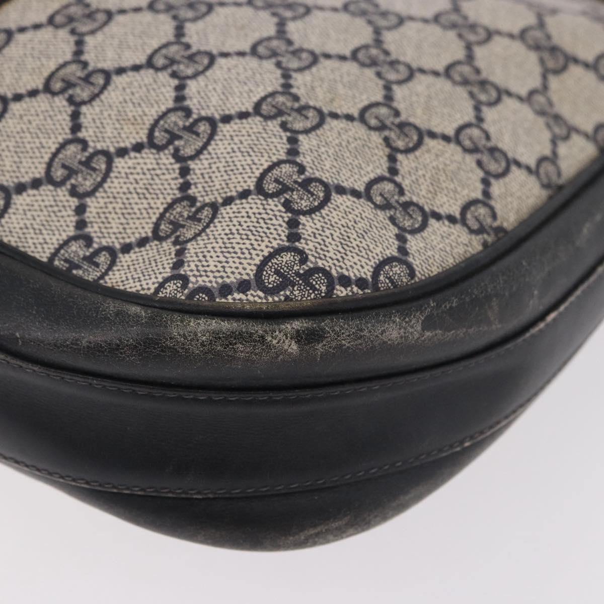 GUCCI GG Supreme Sherry Line Shoulder Bag PVC Navy Gold Auth 183657