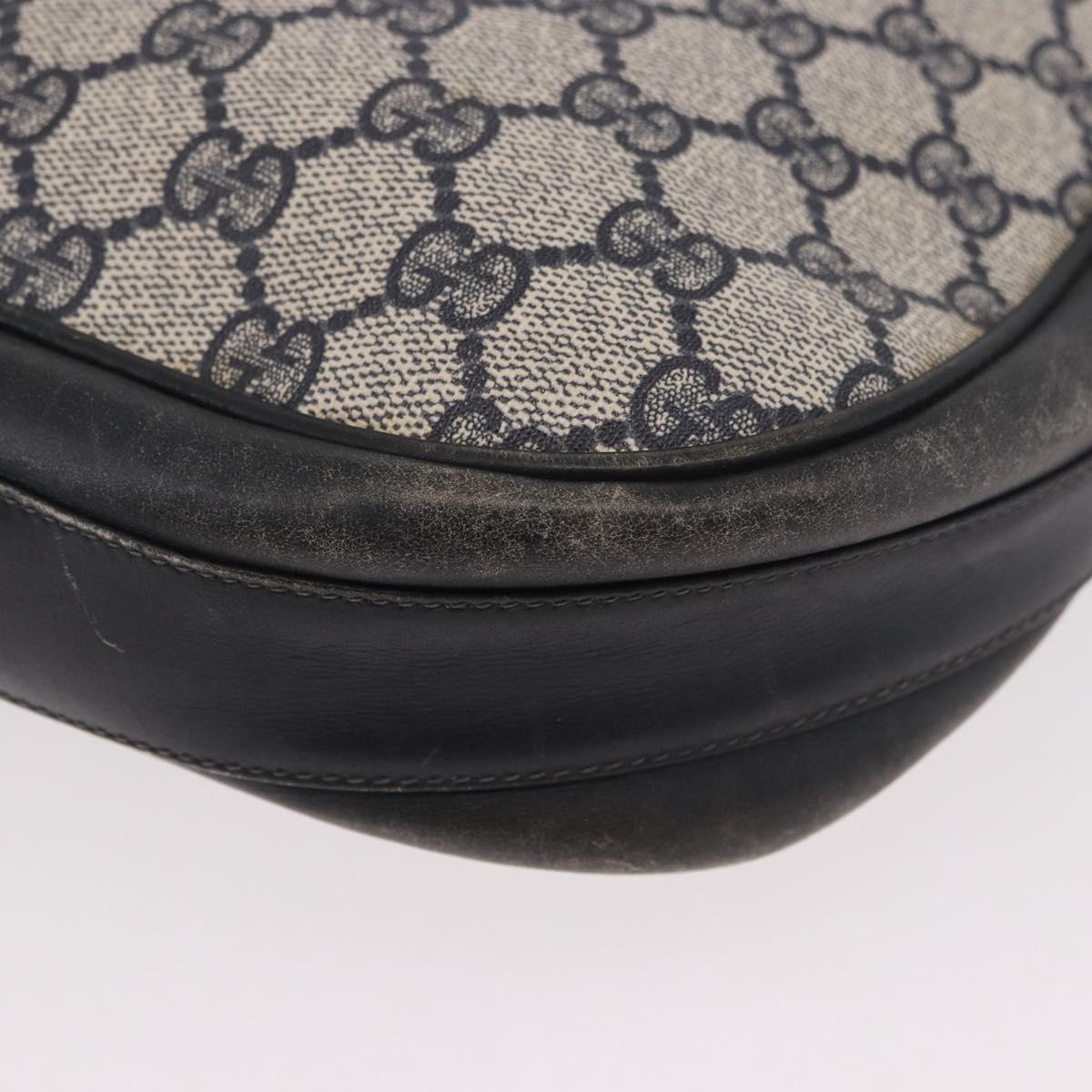 GUCCI GG Supreme Sherry Line Shoulder Bag PVC Navy Gold Auth 183657