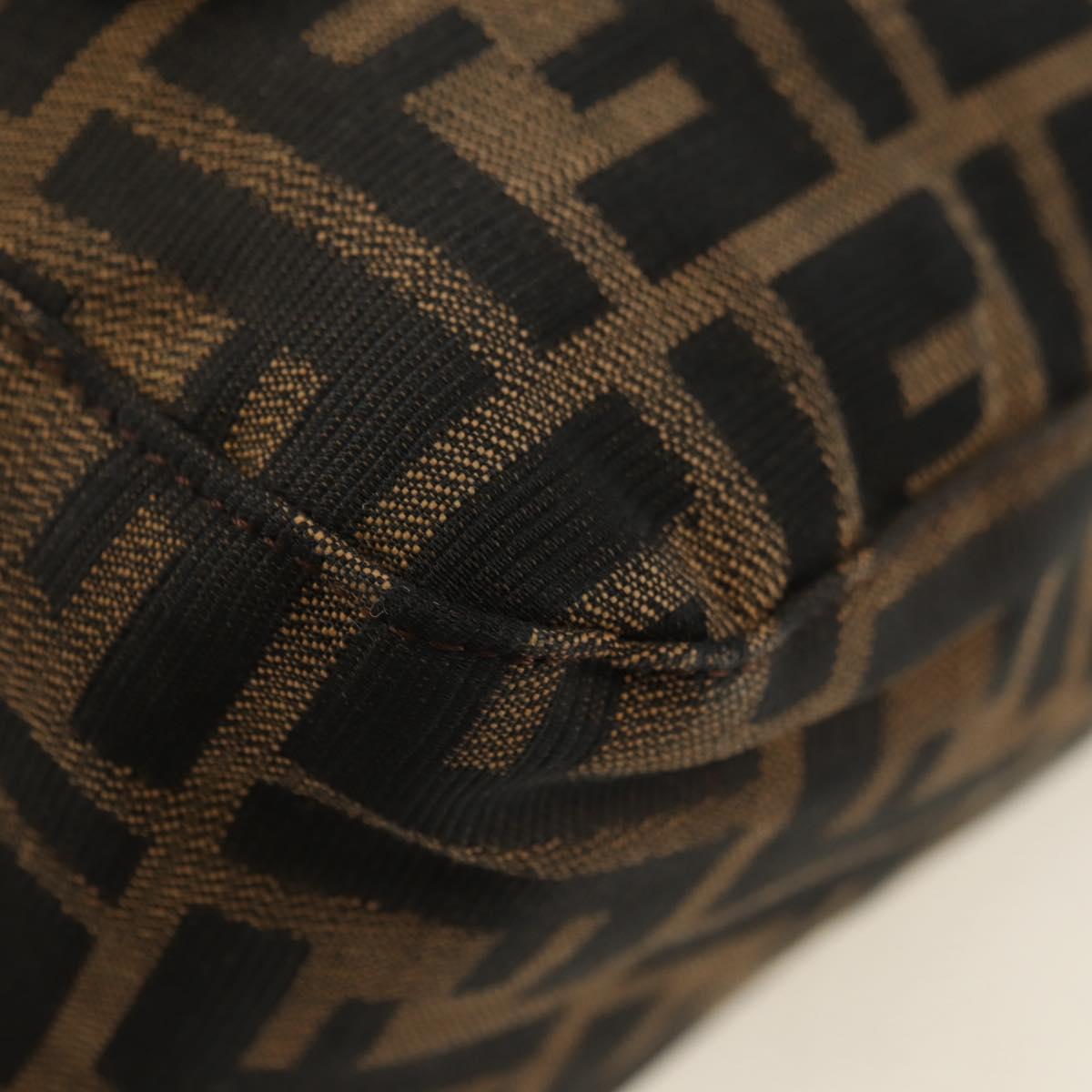 FENDI Zucca Canvas Shoulder Bag Black Brown Auth 183663V
