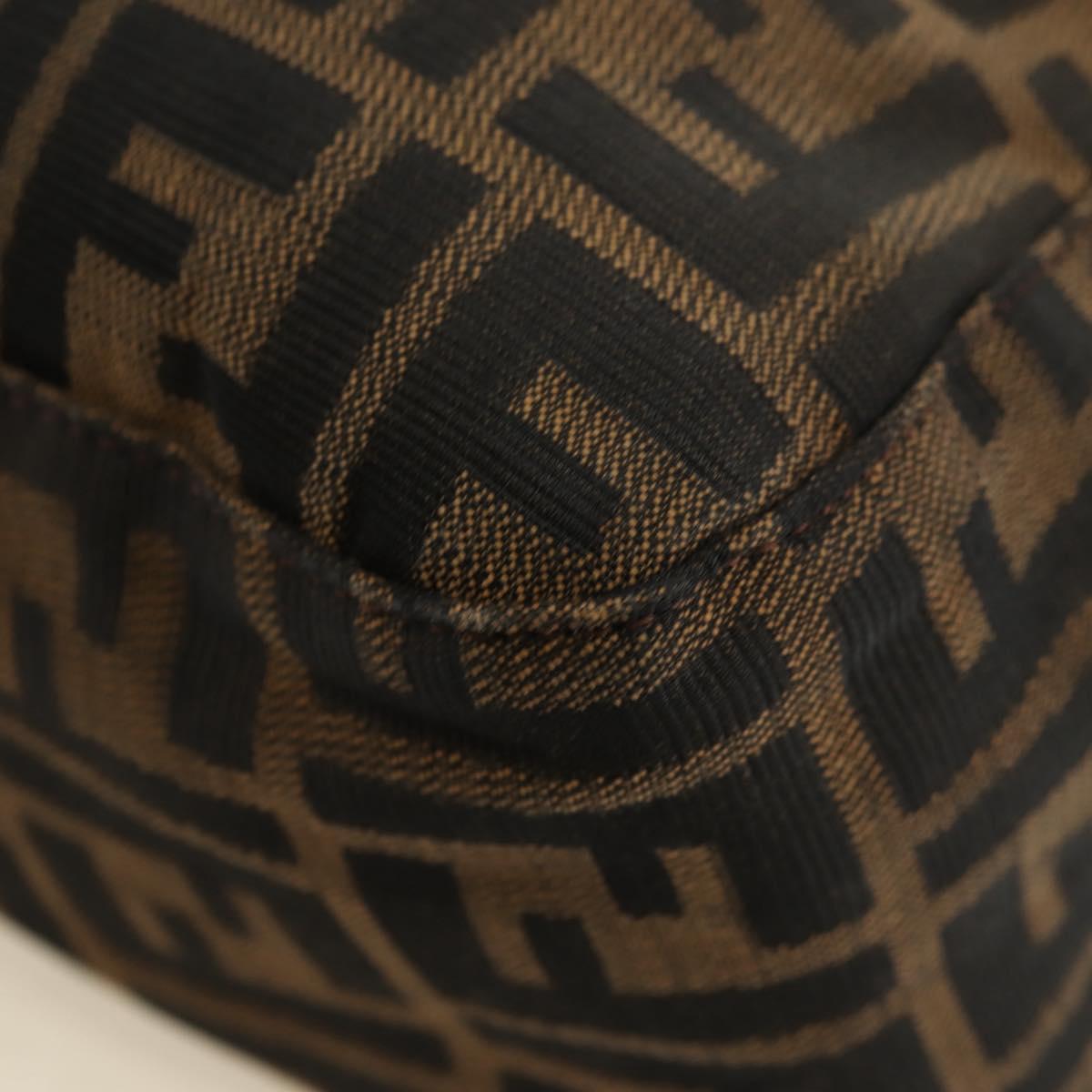 FENDI Zucca Canvas Shoulder Bag Black Brown Auth 183663V