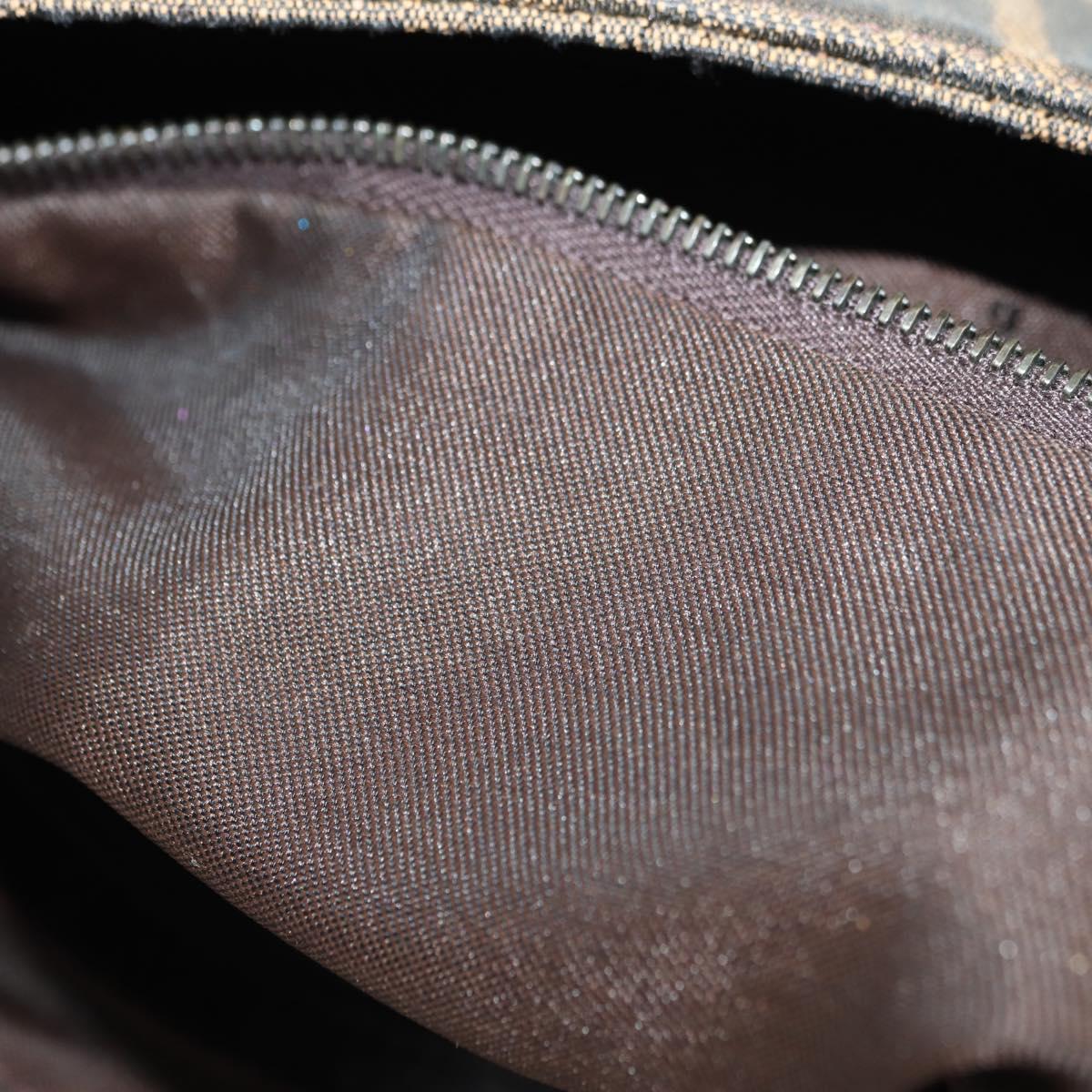 FENDI Zucca Canvas Shoulder Bag Black Brown Auth 183663V