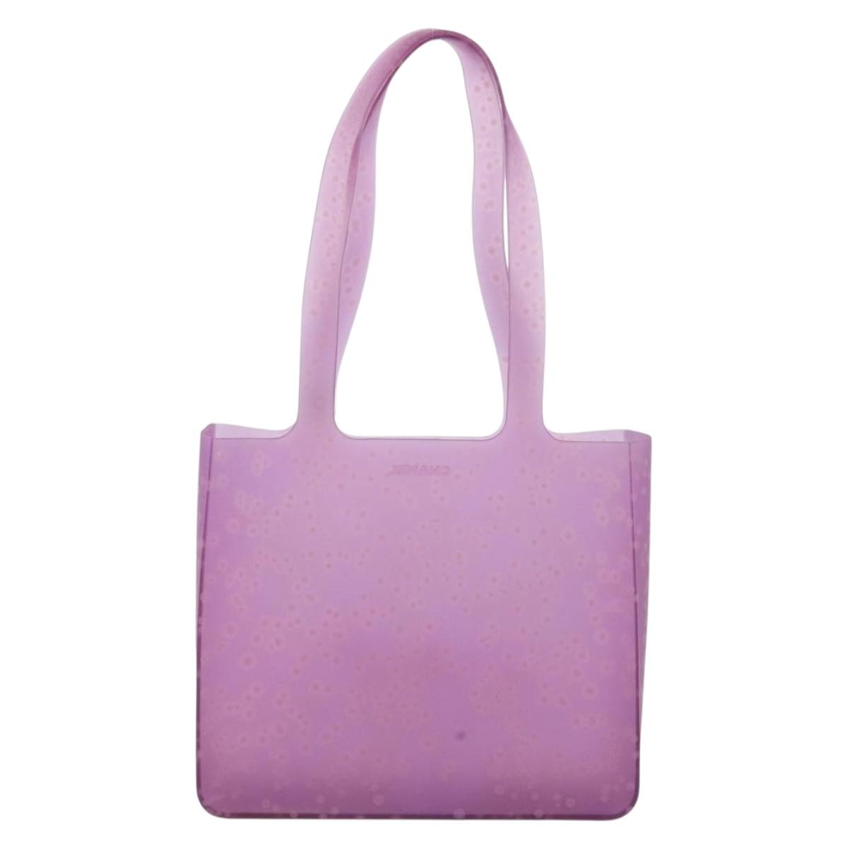CHANEL Tote Bag Rubber Purple CC Auth 183664