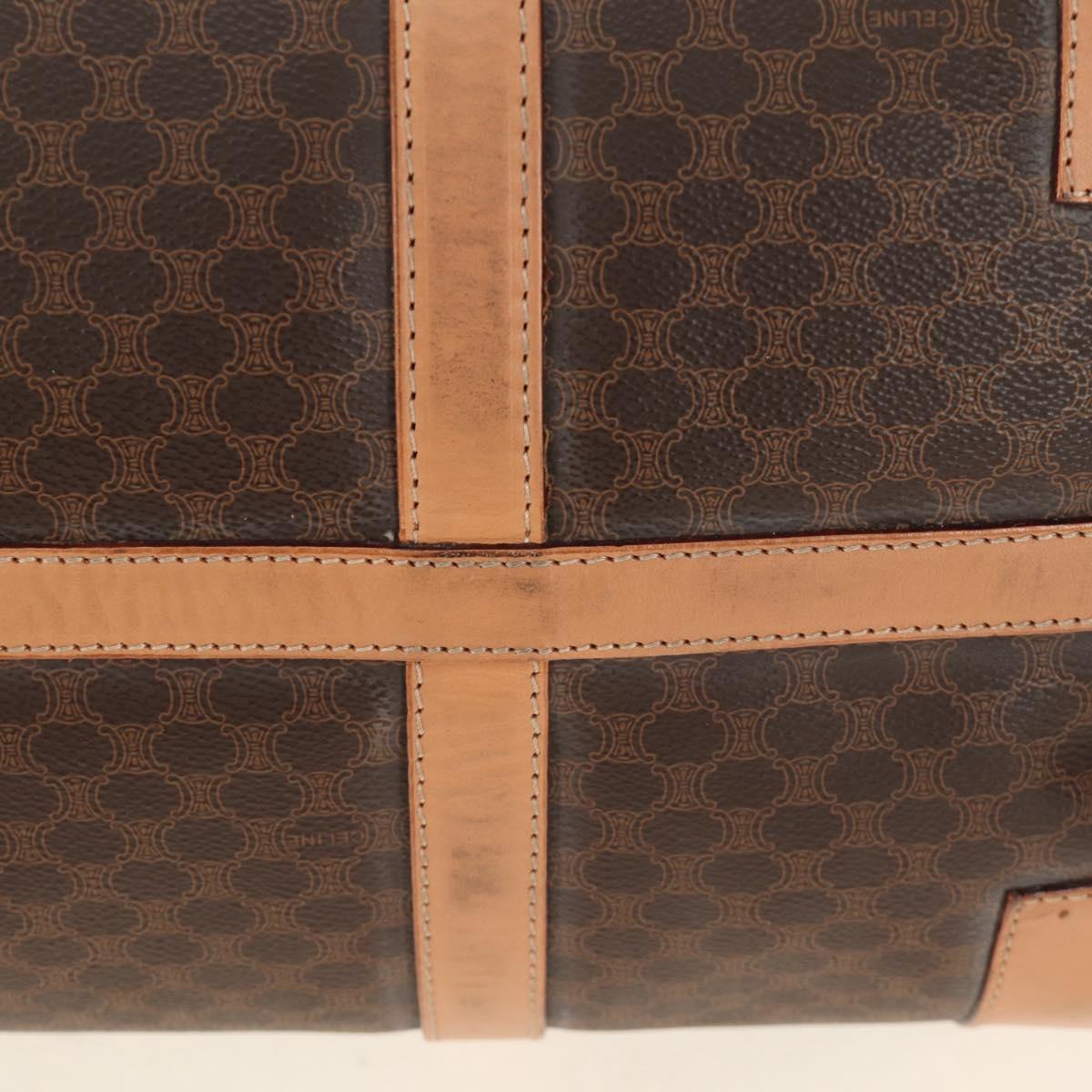 CELINE Macadam Canvas Boston Bag PVC Leather Brown Gold Auth 183666V