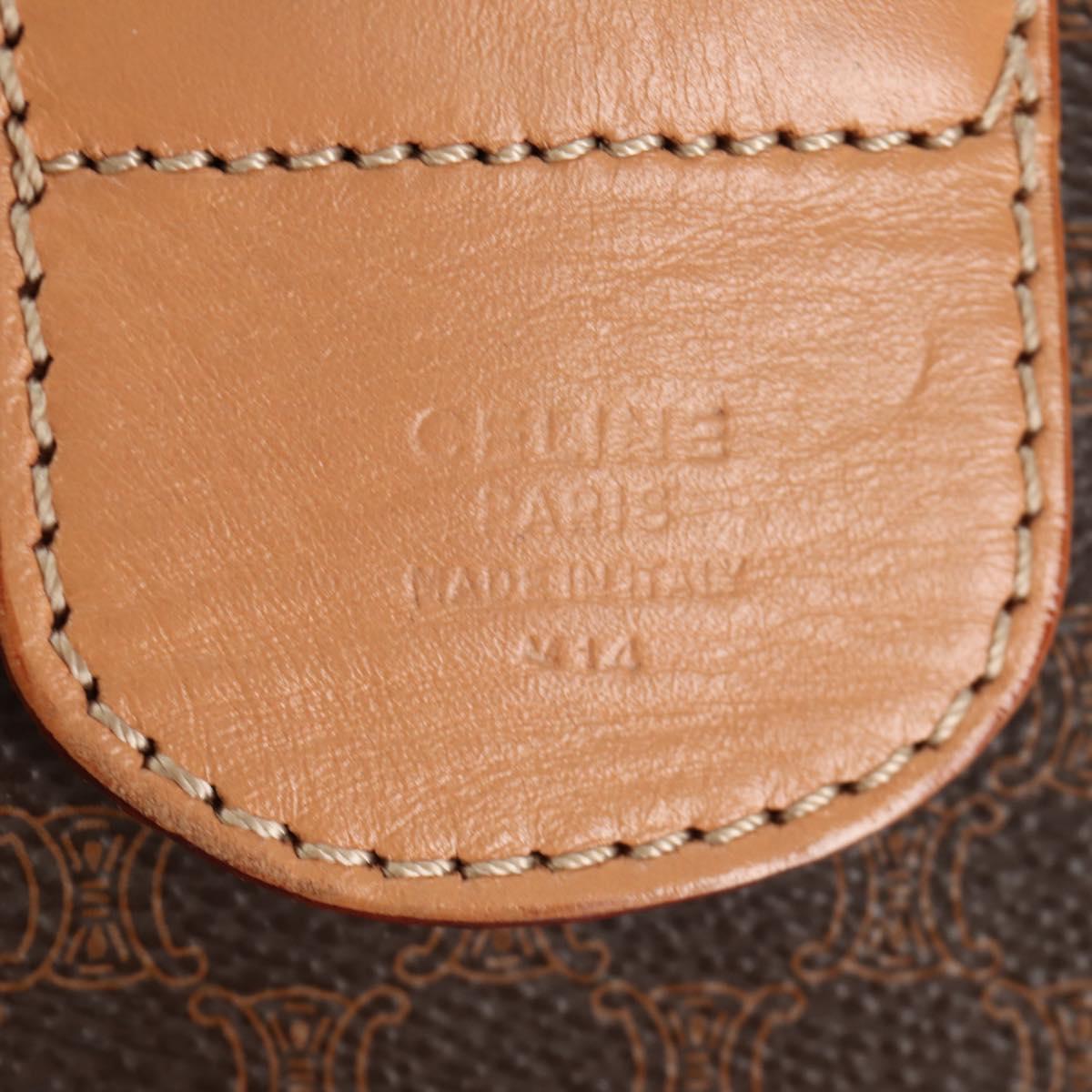 CELINE Macadam Canvas Boston Bag PVC Leather Brown Gold Auth 183666V