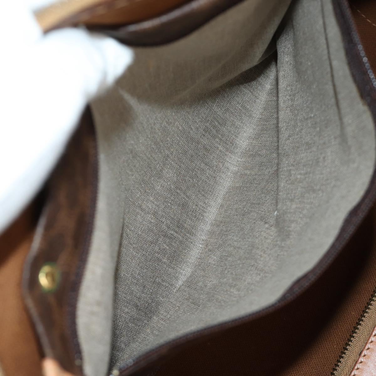 CELINE Macadam Canvas Boston Bag PVC Leather Brown Gold Auth 183666V