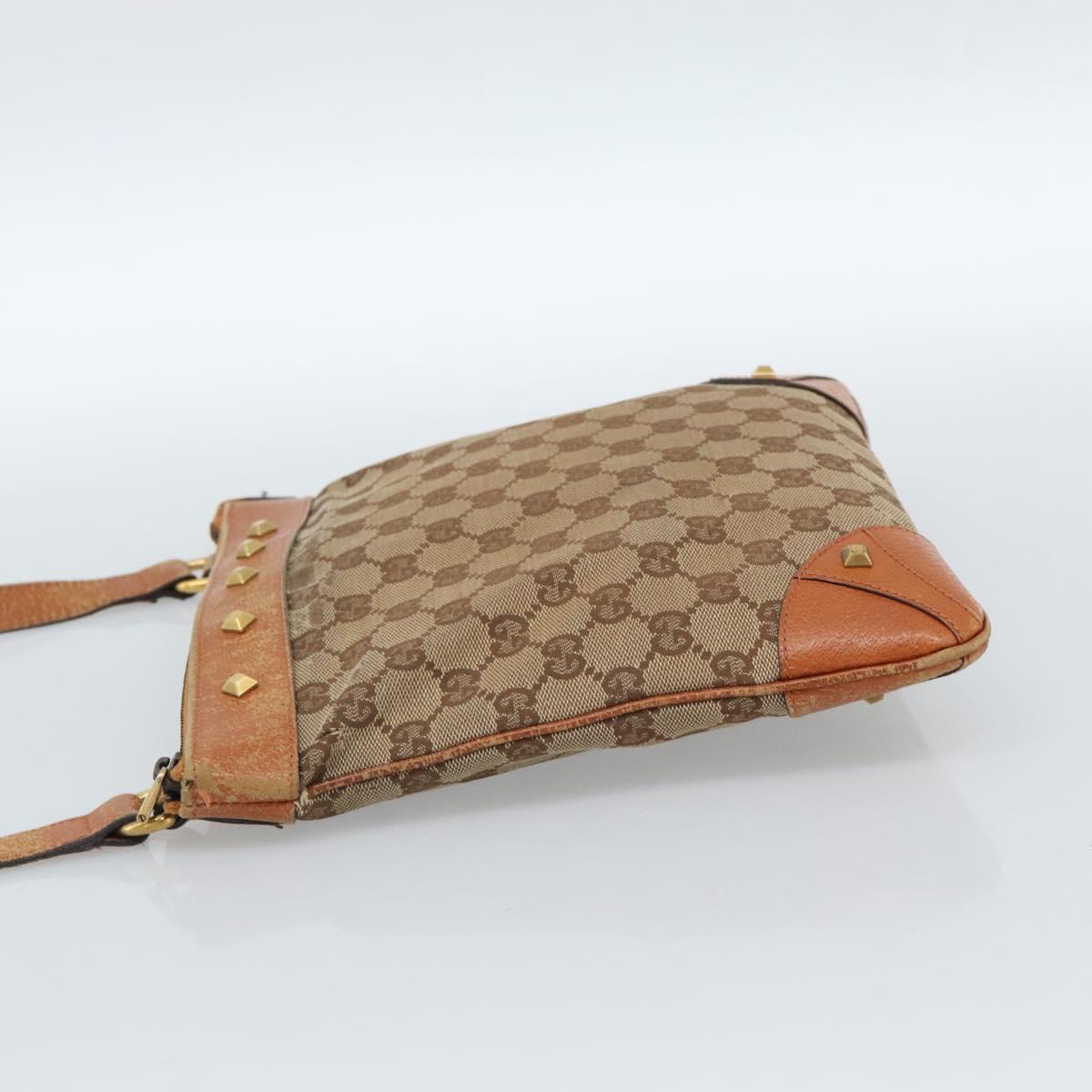 GUCCI GG Canvas Shoulder Bag Beige Gold 120893 Auth 183669