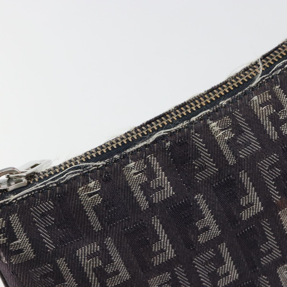 FENDI Zucchino Canvas Shoulder Bag Gray Silver Auth 183672A