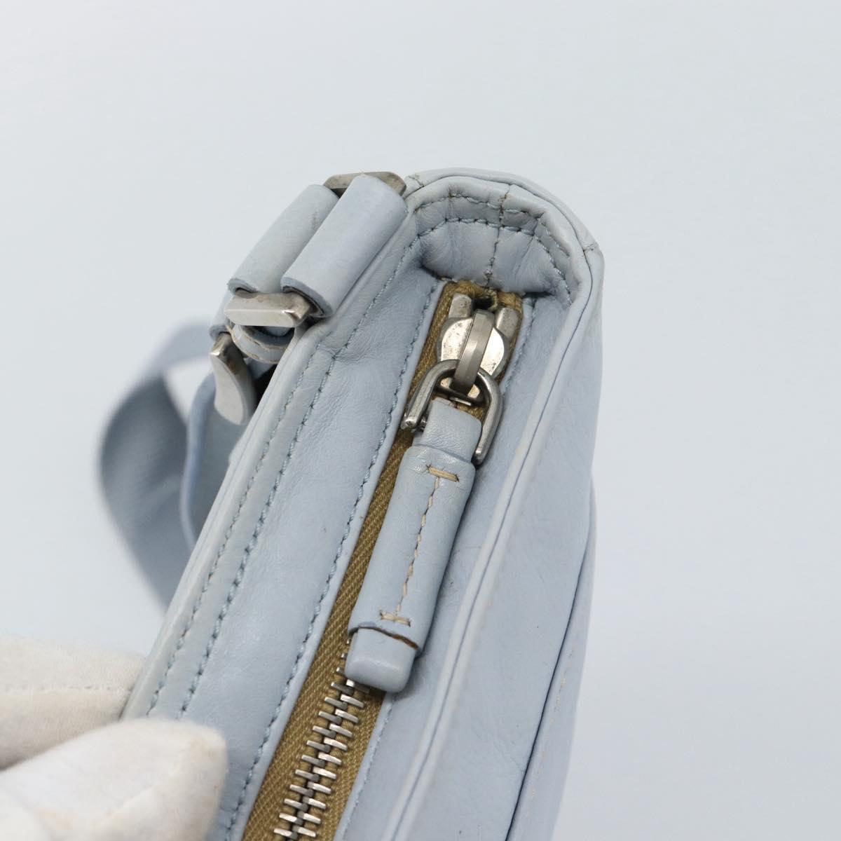 PRADA Shoulder Bag Leather Light Blue Silver Auth 183673A