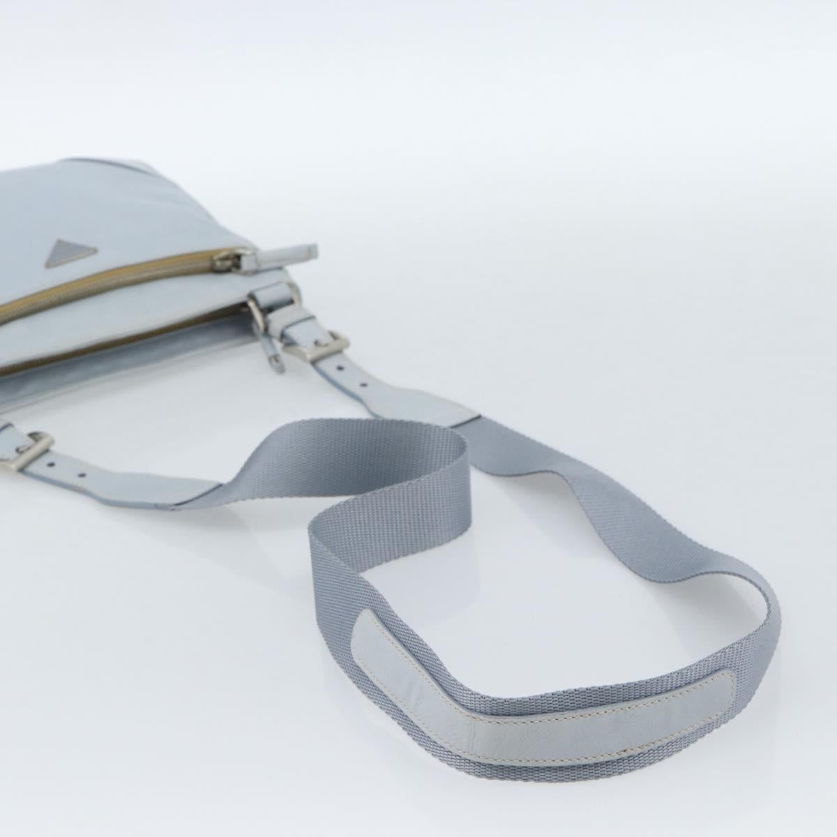 PRADA Shoulder Bag Leather Light Blue Silver Auth 183673A