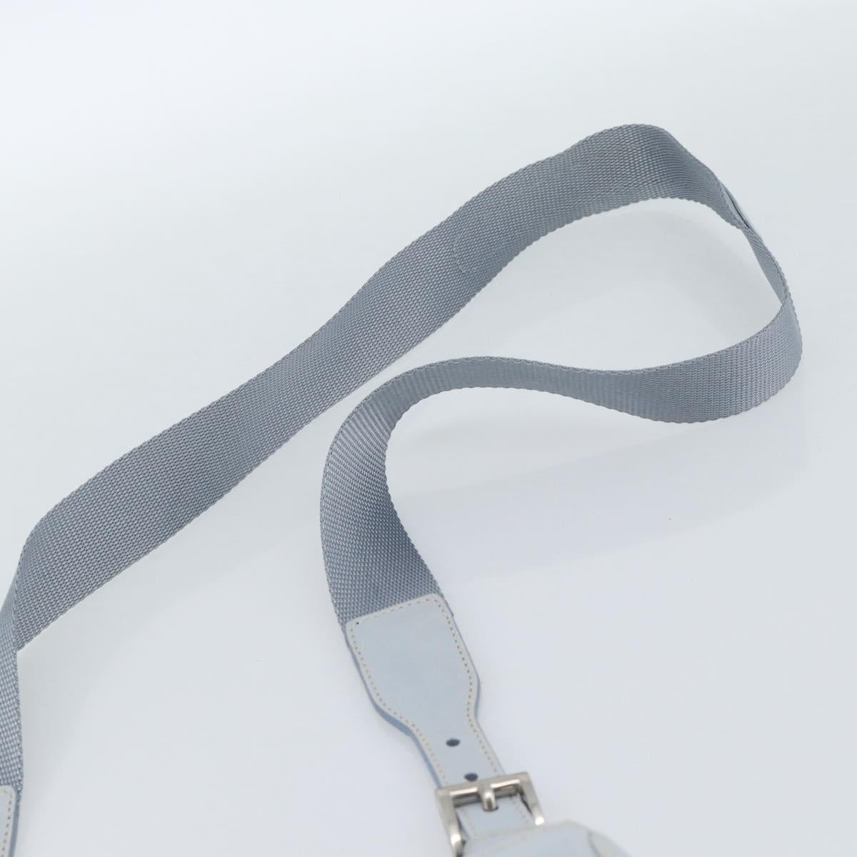 PRADA Shoulder Bag Leather Light Blue Silver Auth 183673A