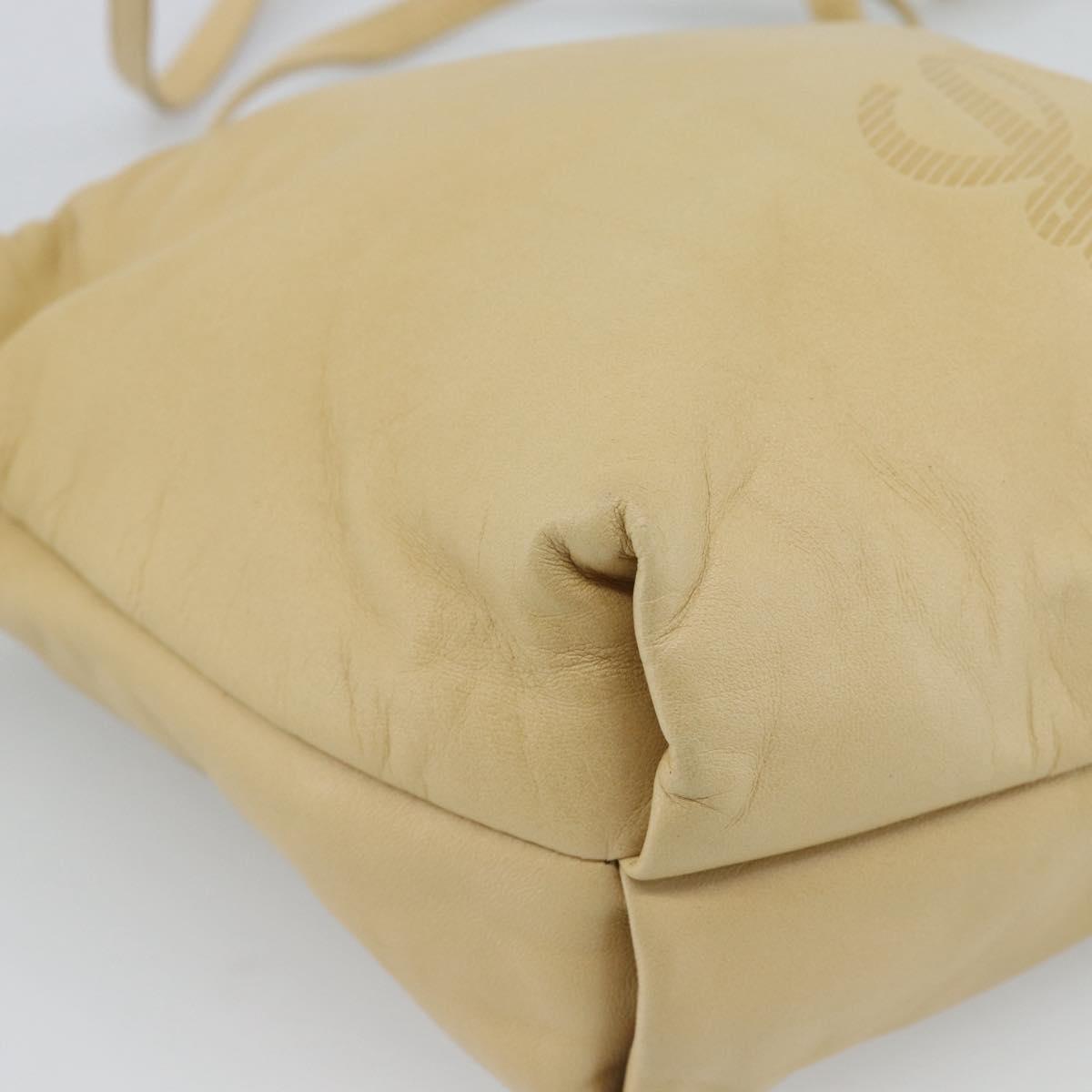 LOEWE Shoulder Bag Leather Beige Gold Auth 183674