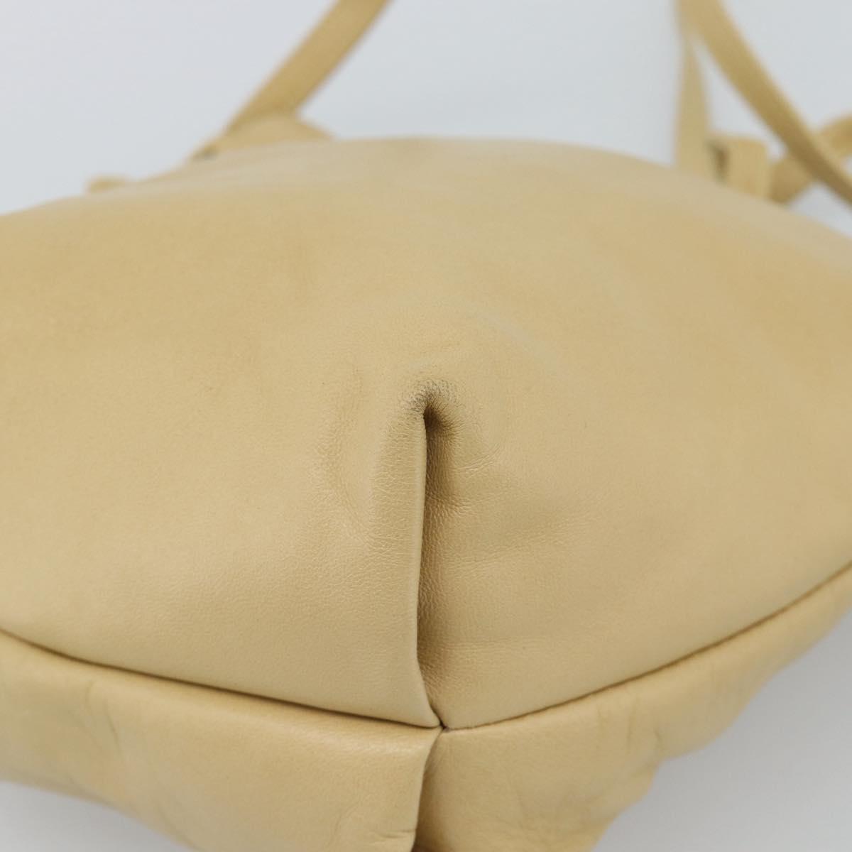 LOEWE Shoulder Bag Leather Beige Gold Auth 183674