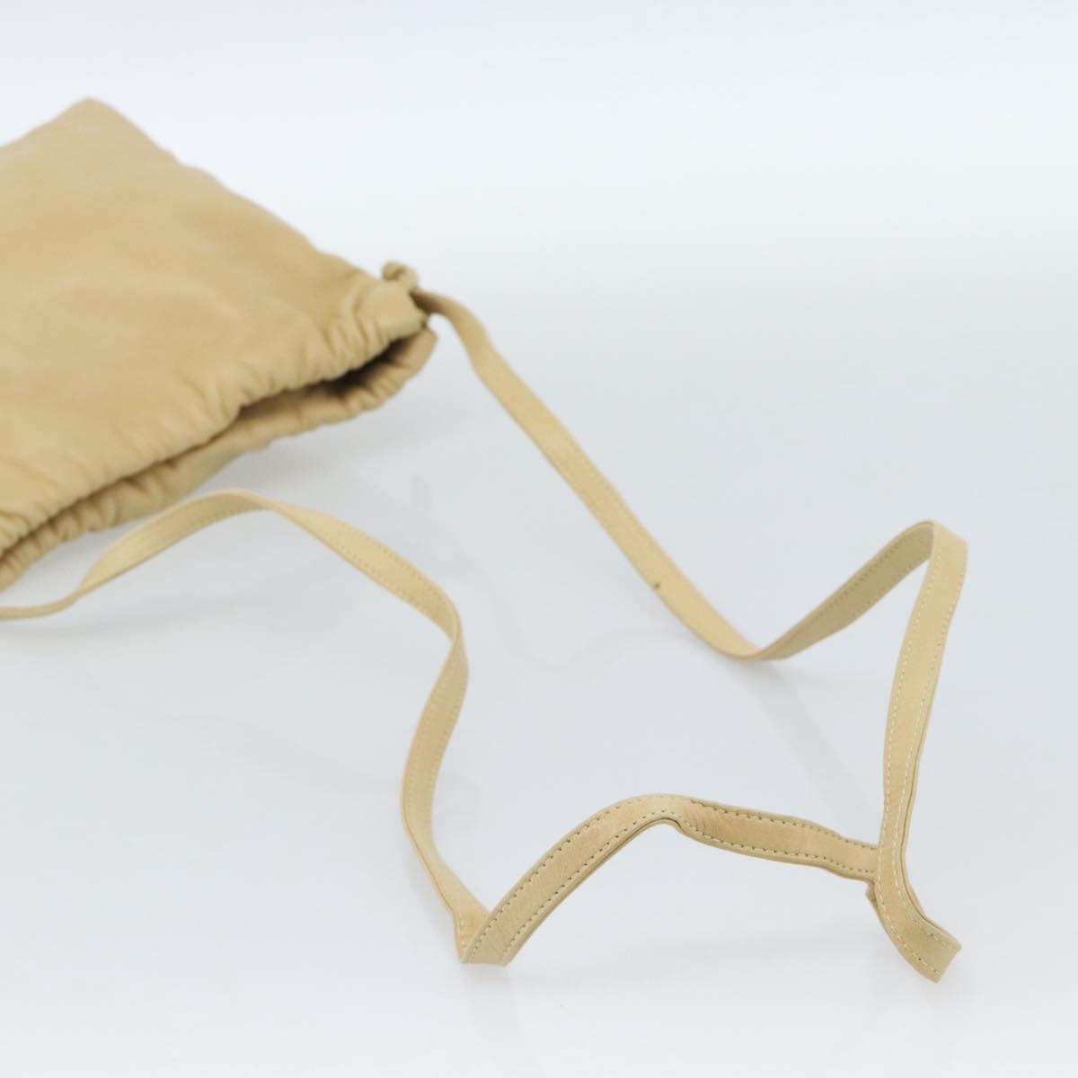LOEWE Shoulder Bag Leather Beige Gold Auth 183674