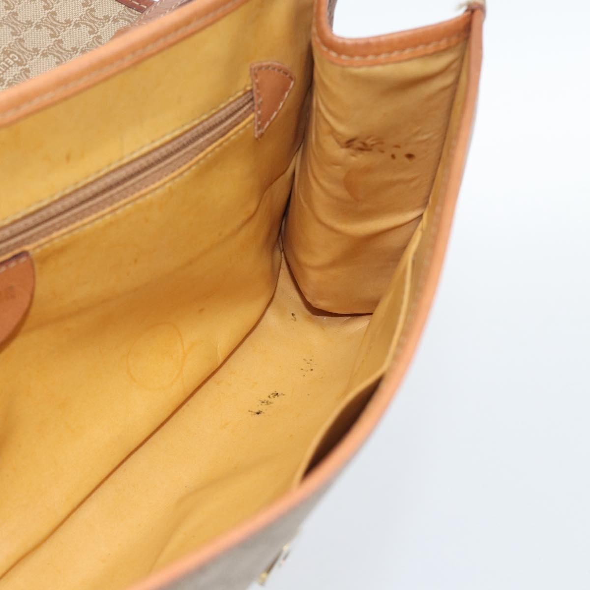 CELINE Macadam Canvas Shoulder Bag PVC Beige Gold Auth 183675