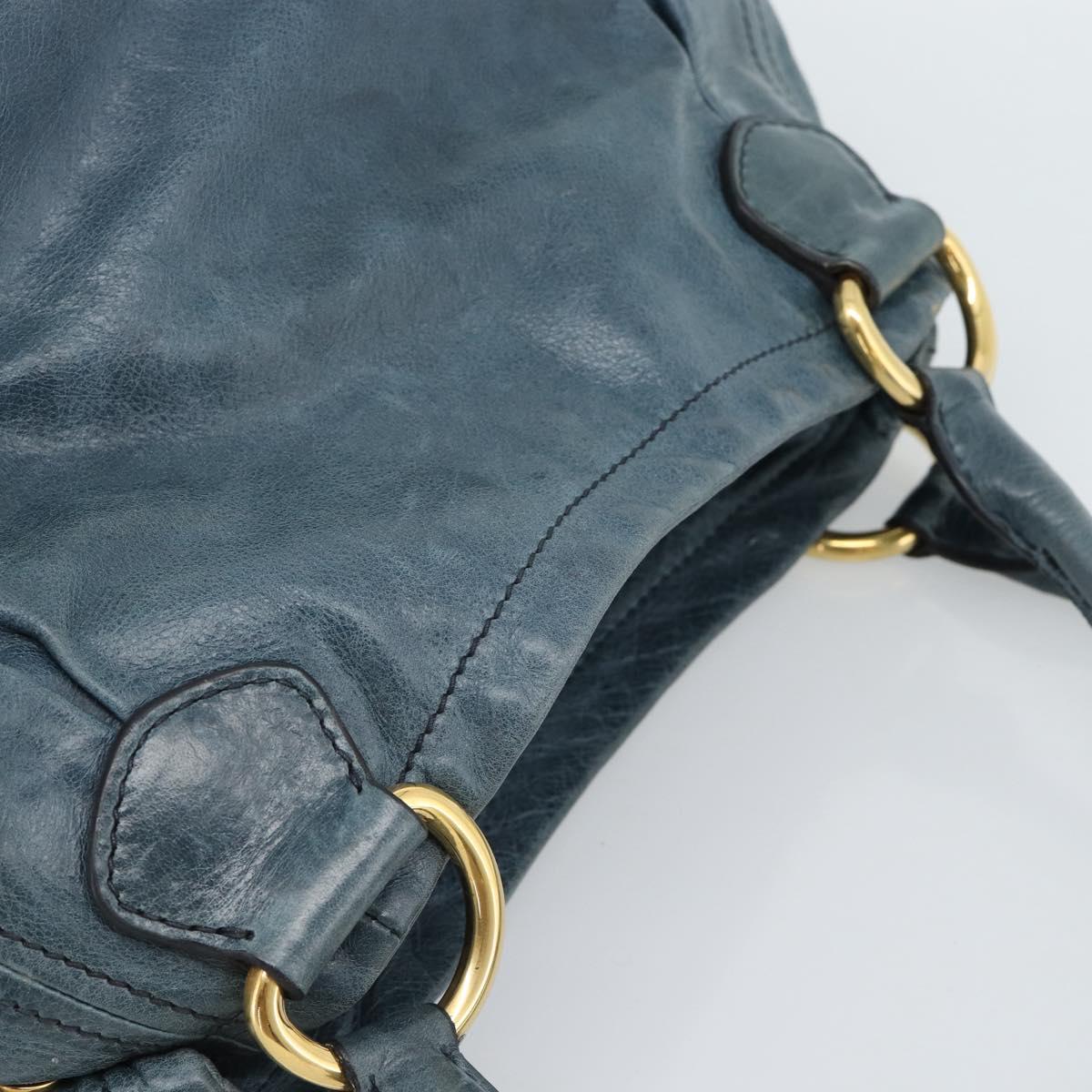 Miu Miu Hand Bag Leather Navy Gold Auth 183676A