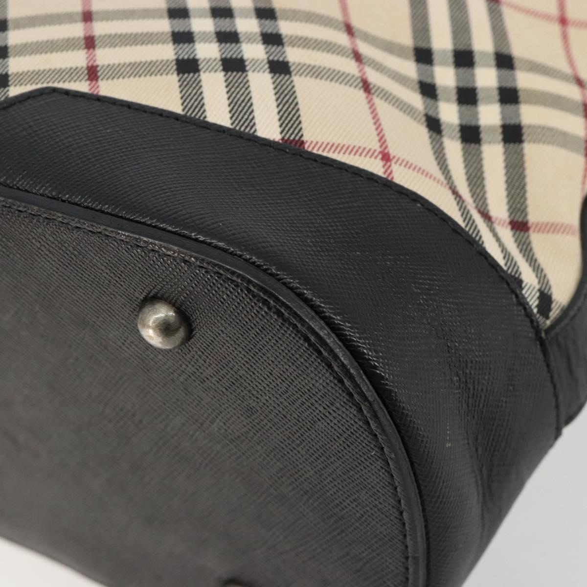 BURBERRY Nova Check Shoulder Bag Canvas Beige Silver Auth 183677