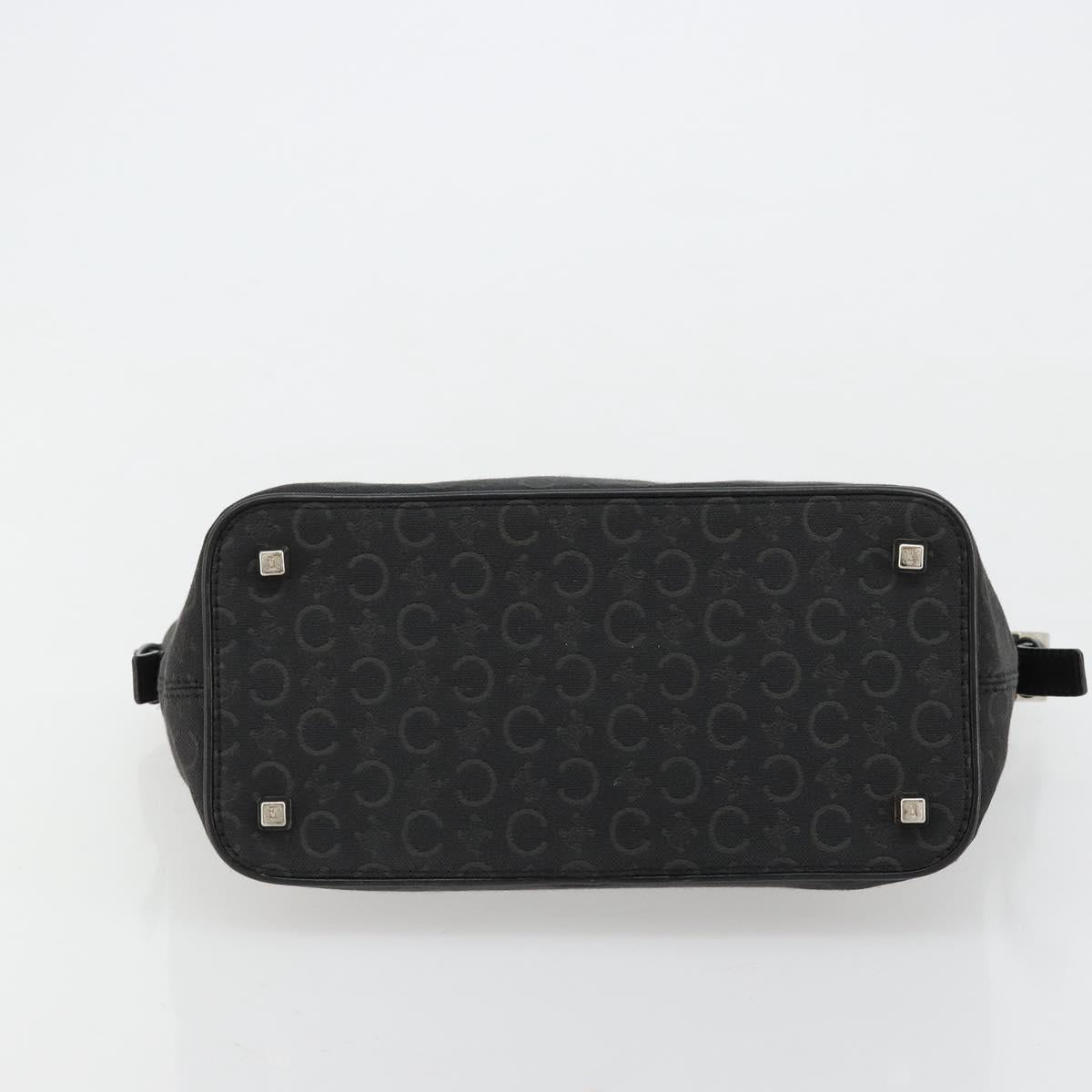 CELINE C Macadam Canvas Shoulder Bag Black Silver Auth 183678A