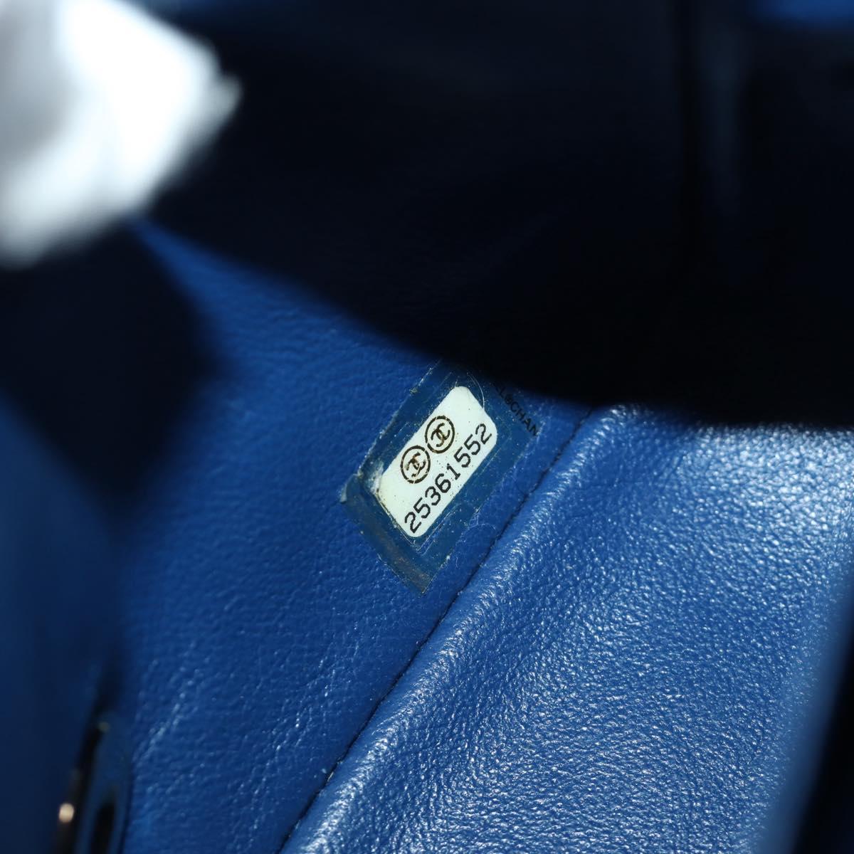 CHANEL Chain Mini Matelasse 16 Shoulder Bag Lamb Skin Blue Gold CC Auth 183683M