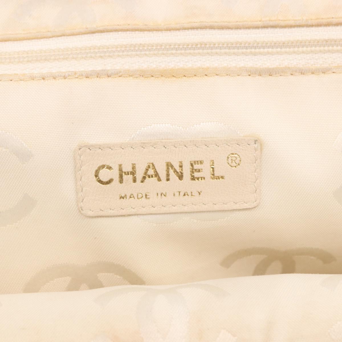 CHANEL Hand Bag Canvas Gray Gold CC Auth 183684