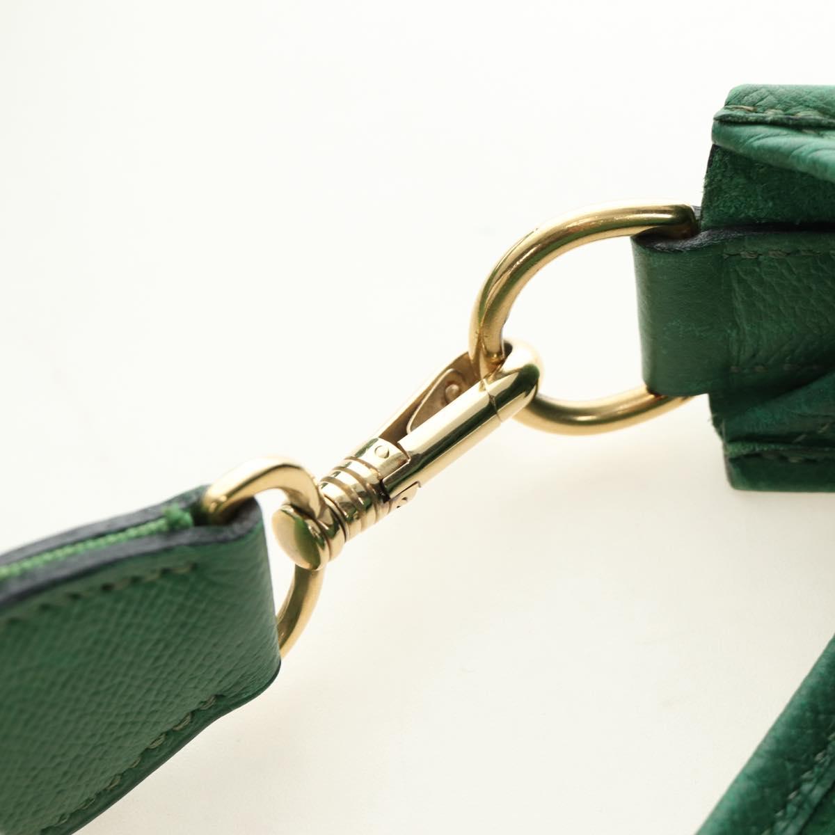 HERMES Evelyn 1GM Shoulder Bag Leather Green Gold Auth 183685V
