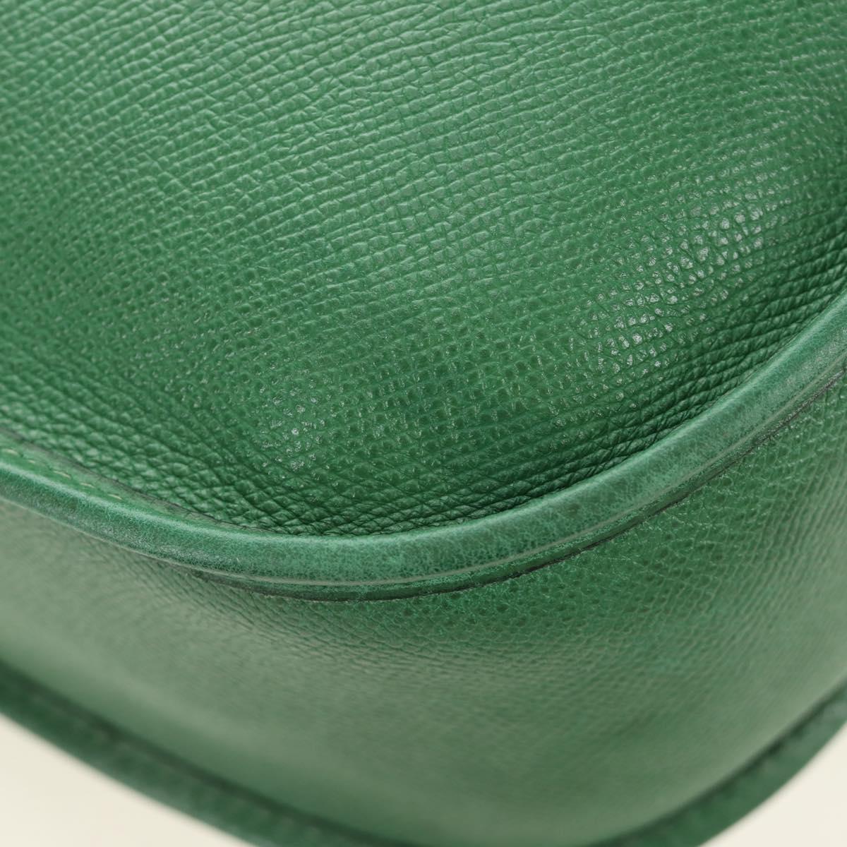 HERMES Evelyn 1GM Shoulder Bag Leather Green Gold Auth 183685V