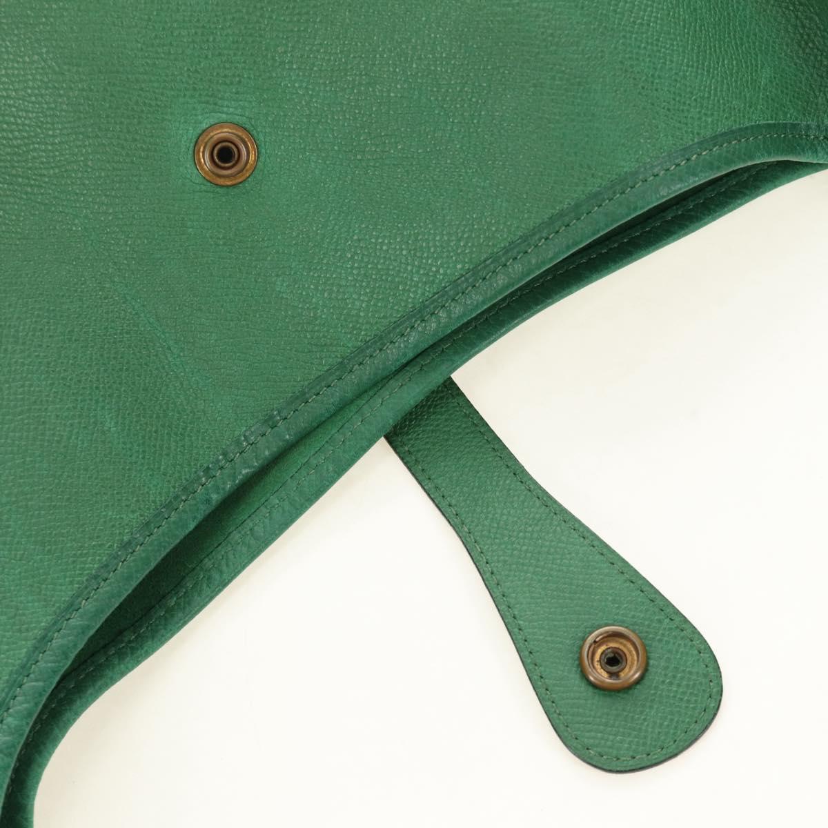 HERMES Evelyn 1GM Shoulder Bag Leather Green Gold Auth 183685V