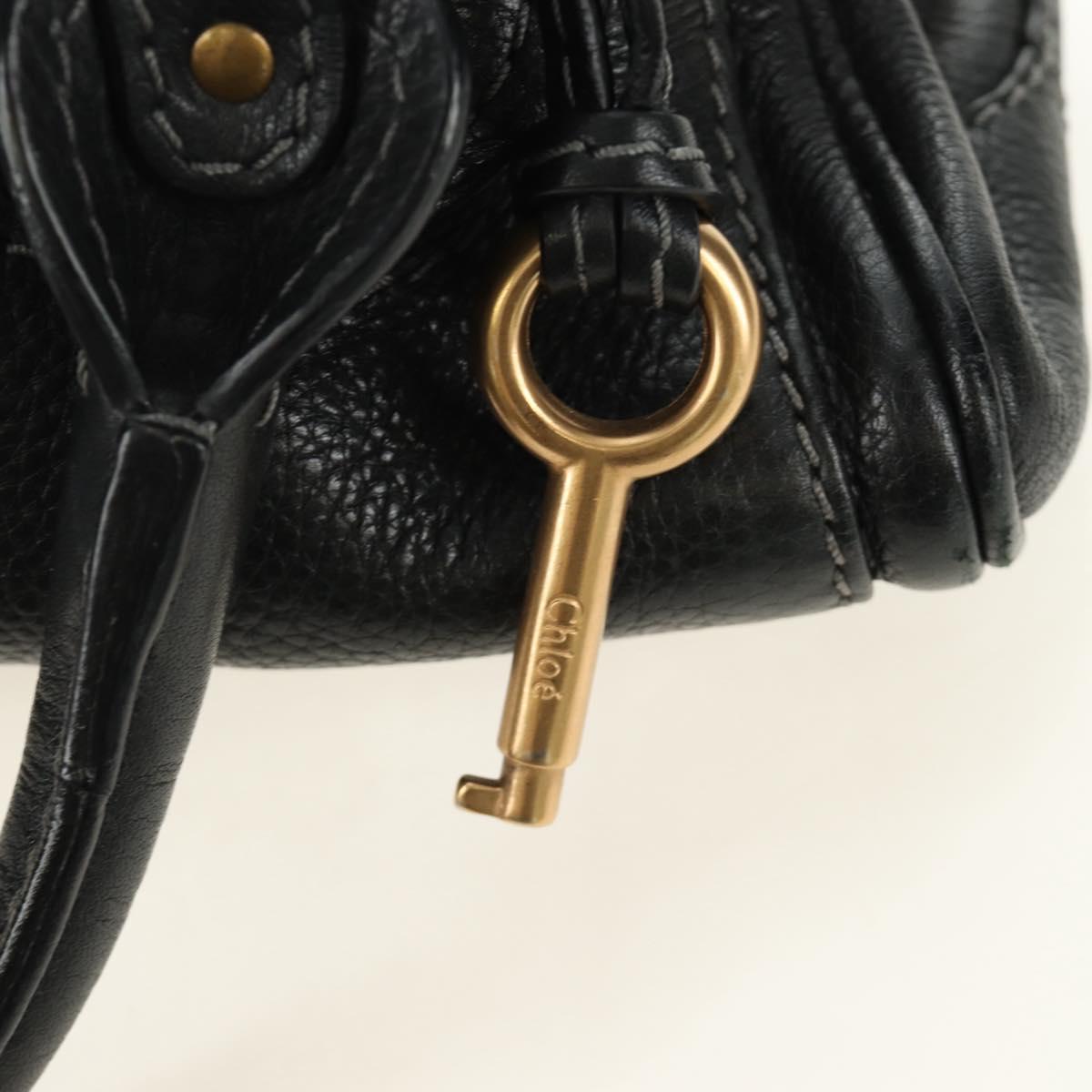 Chloe Mini Paddington Hand Bag Leather Black Silver gold Auth 183688M