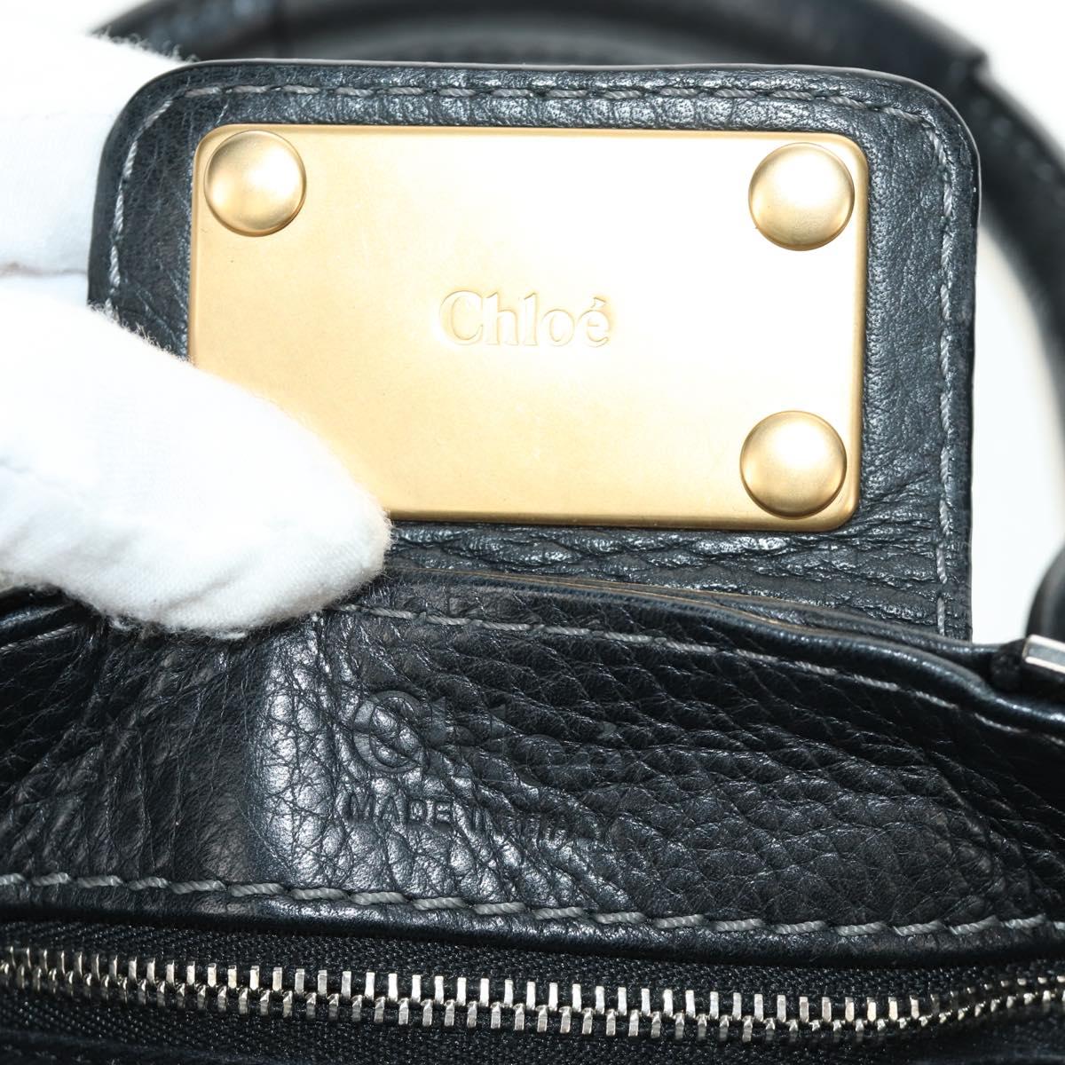 Chloe Mini Paddington Hand Bag Leather Black Silver gold Auth 183688M