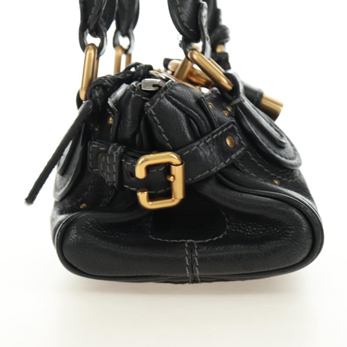 Chloe Mini Paddington Hand Bag Leather Black Silver gold Auth 183688M