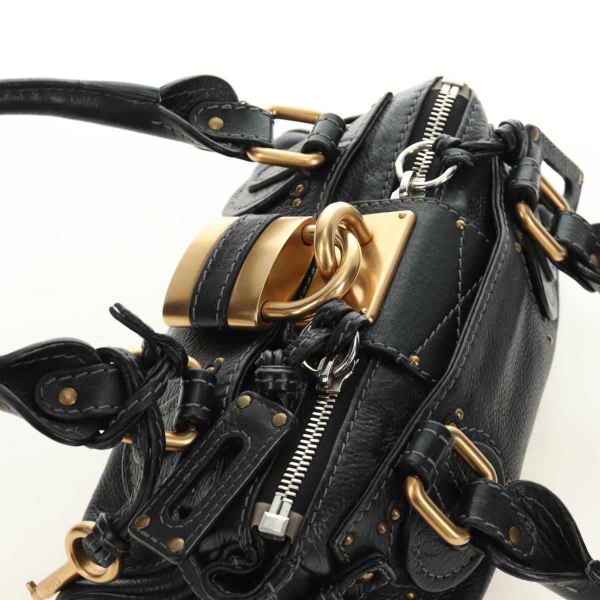Chloe Mini Paddington Hand Bag Leather Black Silver gold Auth 183688M