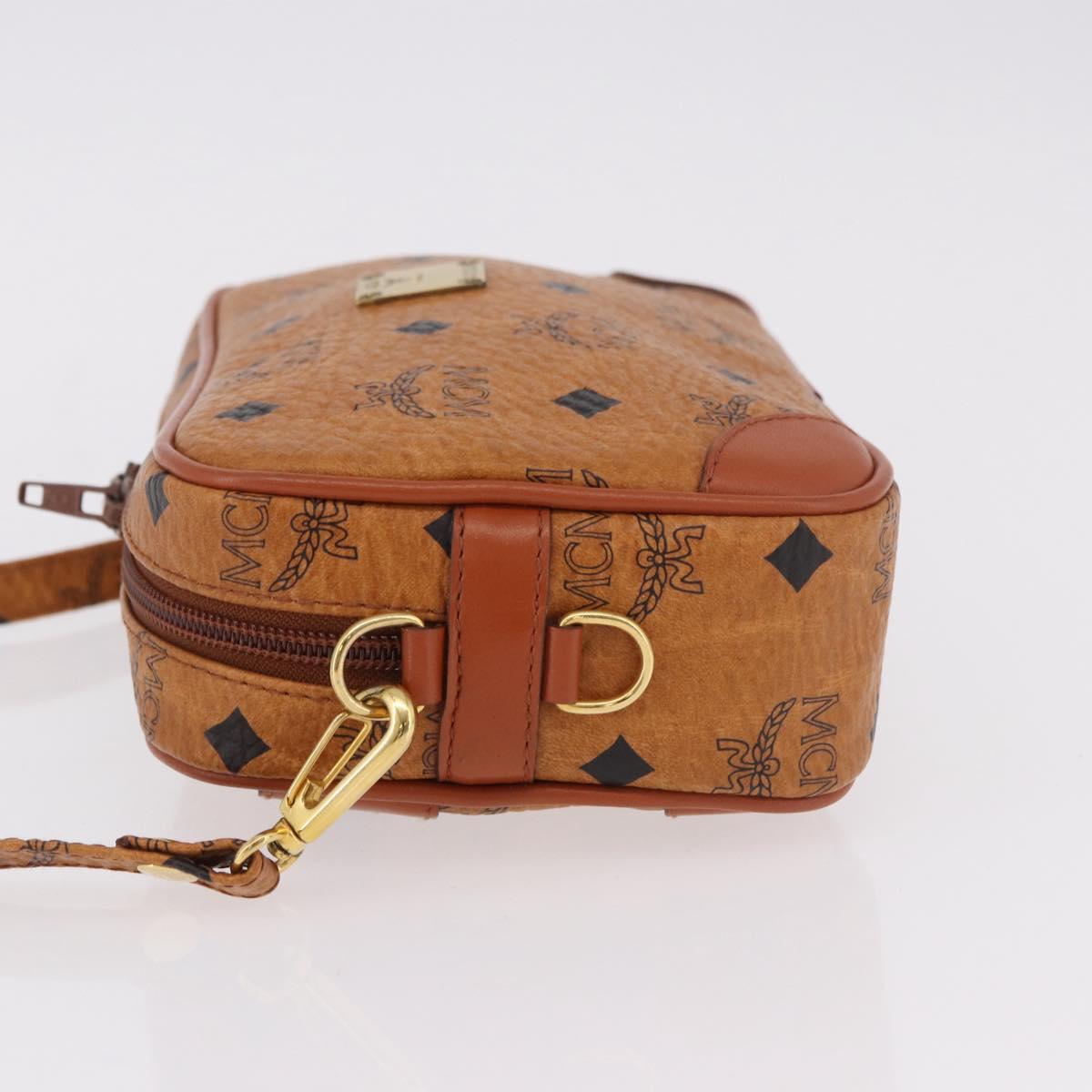 MCM Vicetos Logogram Shoulder Bag PVC Leather Brown Gold Auth 183689