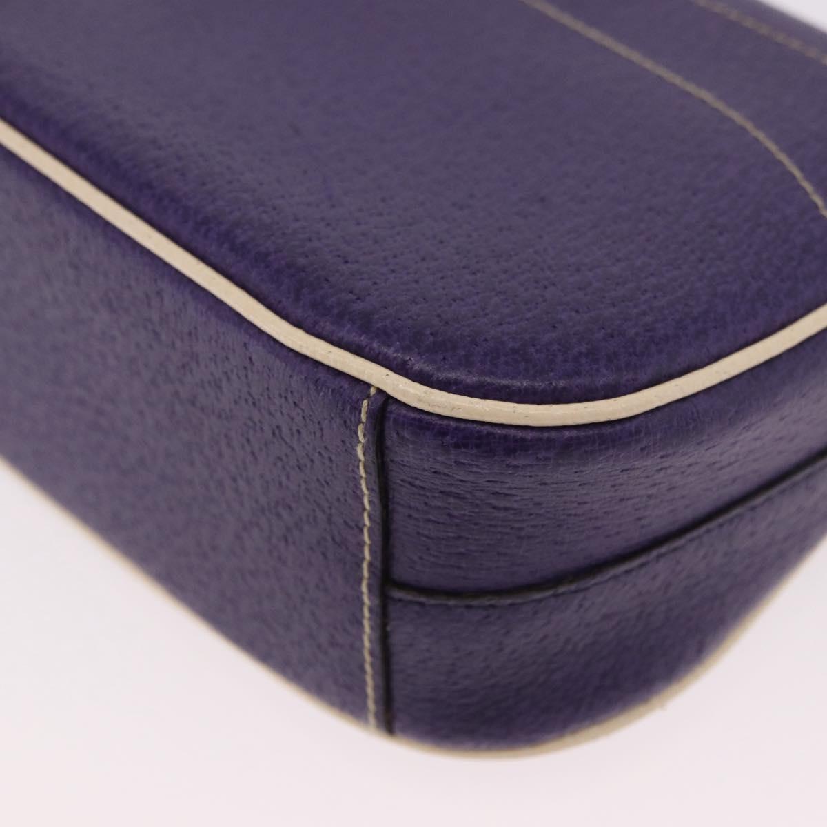 PRADA Shoulder Bag Leather Purple Silver Auth 183691A