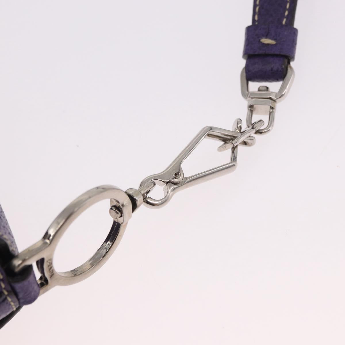 PRADA Shoulder Bag Leather Purple Silver Auth 183691A