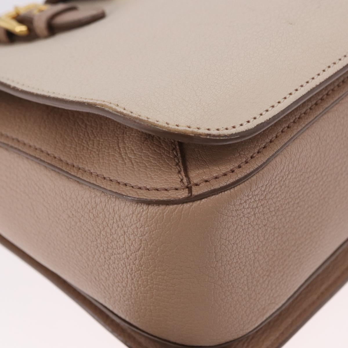 Miu Miu Hand Bag Leather 2way Ivory Gold Auth 183692A