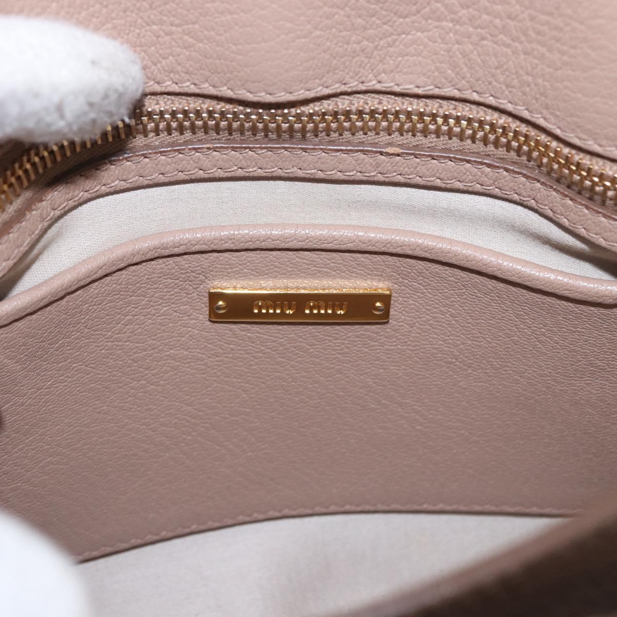 Miu Miu Hand Bag Leather 2way Ivory Gold Auth 183692A