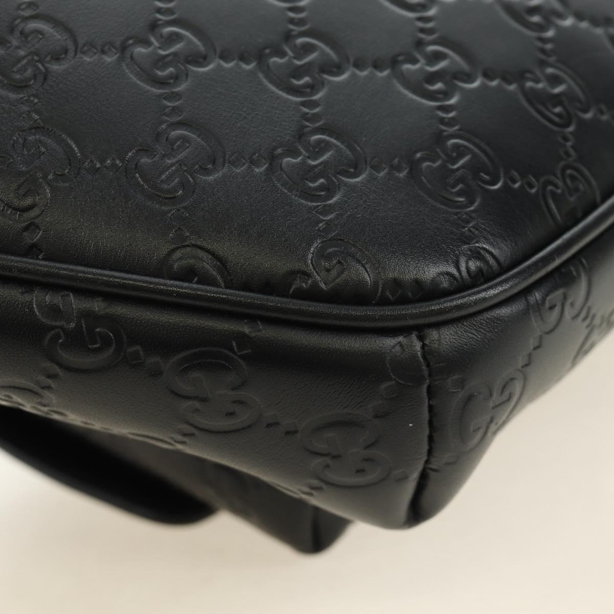 GUCCI GG Canvas Guccissima Waist Leather Outlet Black Silver 779895 Auth 183693M