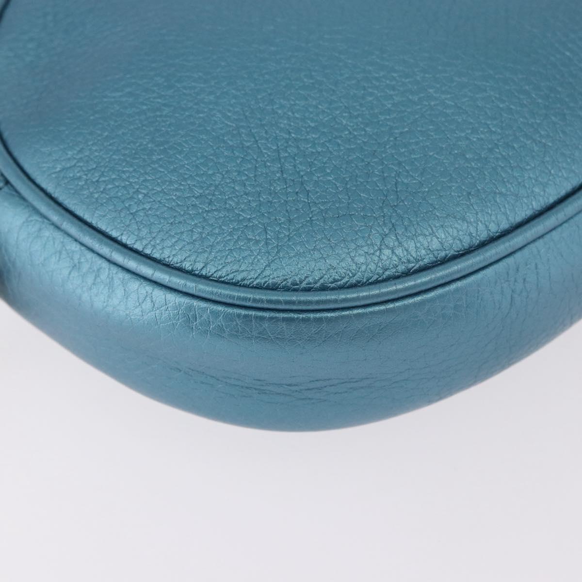 GUCCI Soho Chain Shoulder Bag Leather Blue Gold 353965 Auth 183694A