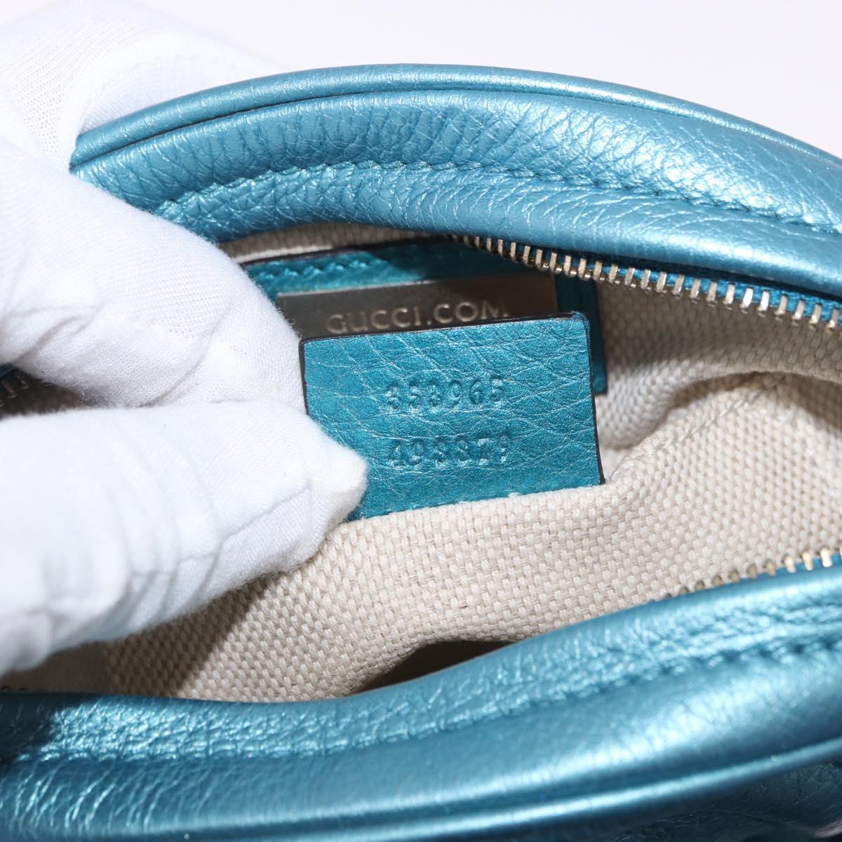 GUCCI Soho Chain Shoulder Bag Leather Blue Gold 353965 Auth 183694A