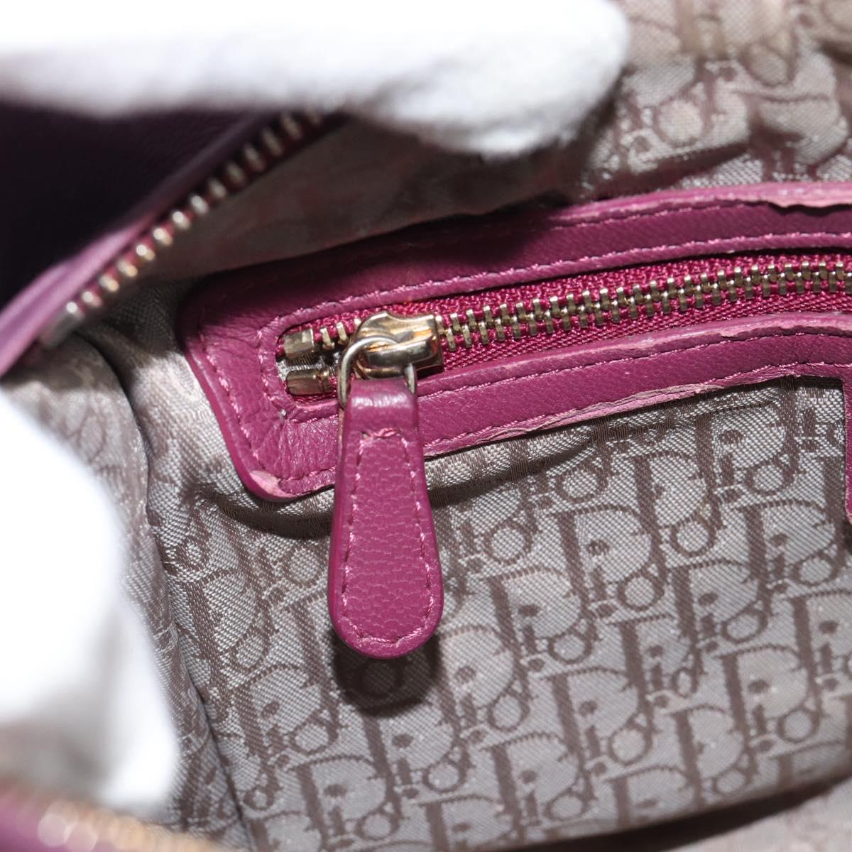 Christian Dior Canage Lady Dior Hand Bag Lamb Skin 2way Purple Gold Auth 183704M