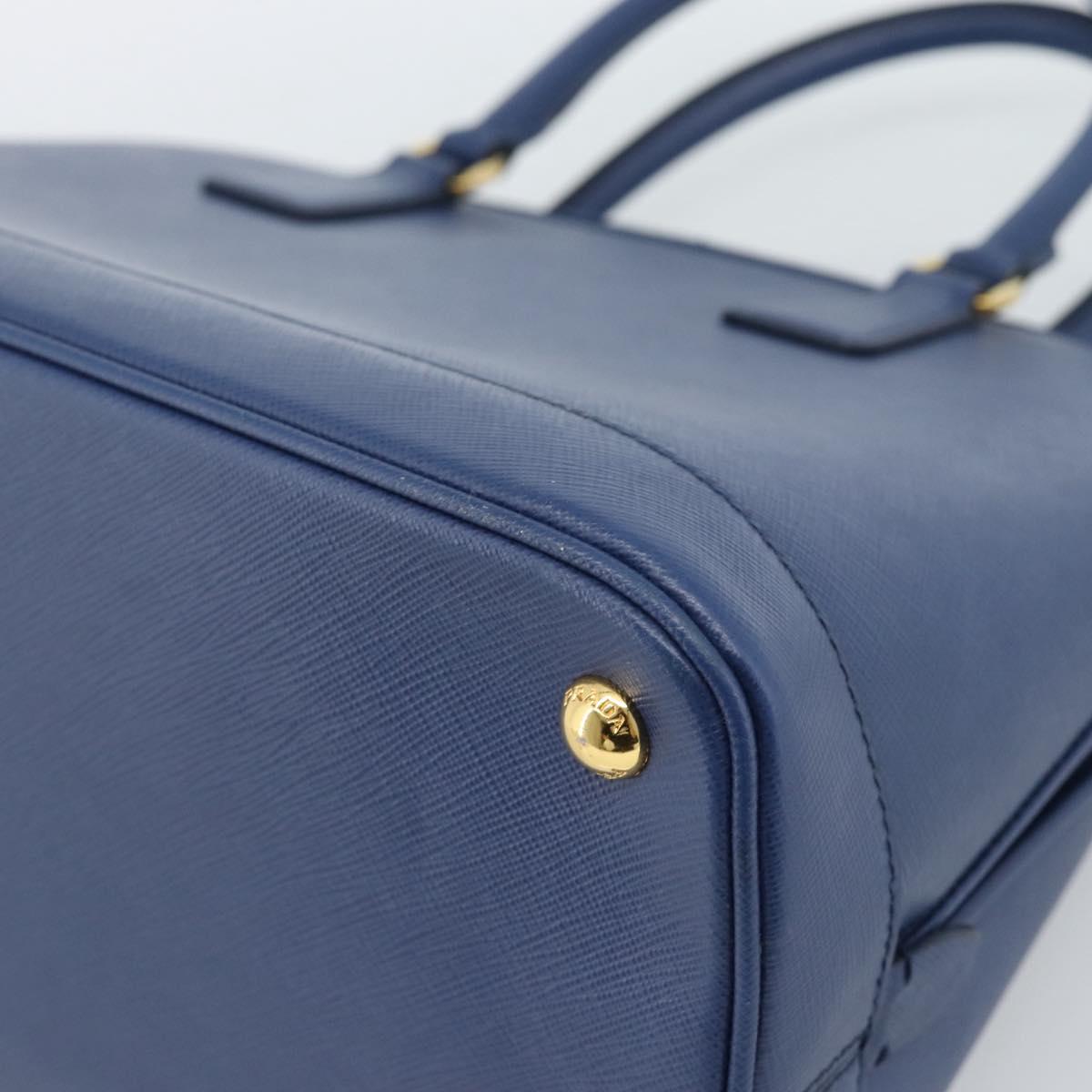 PRADA Hand Bag Saffiano leather 2way Blue Gold Auth 183706M