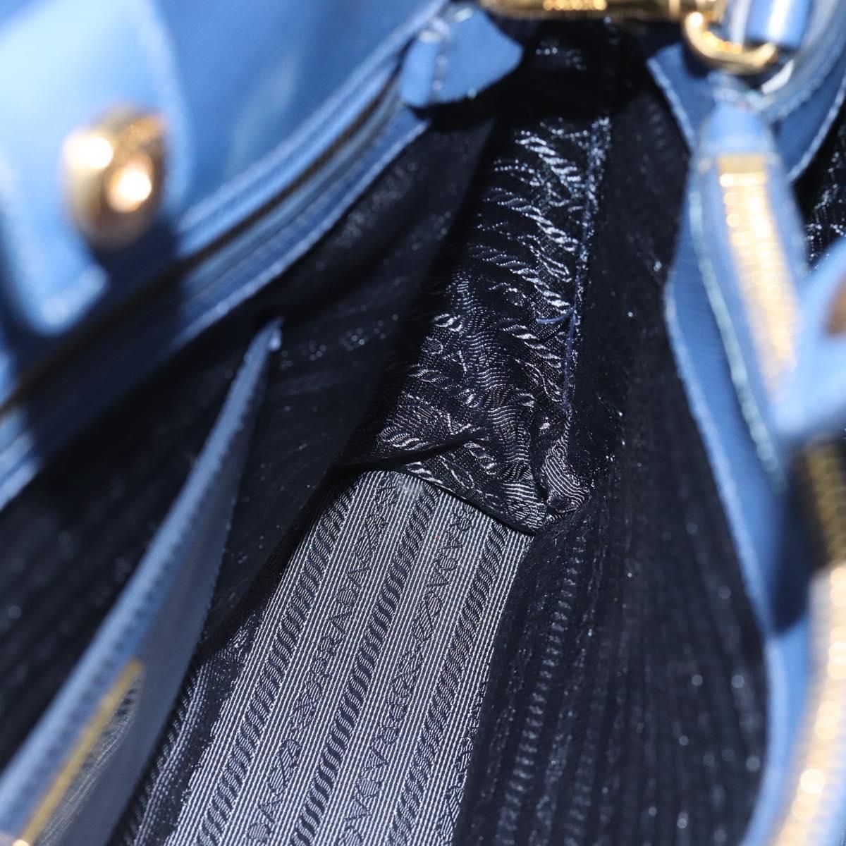 PRADA Hand Bag Saffiano leather 2way Blue Gold Auth 183706M
