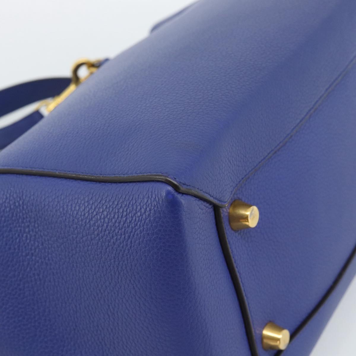 CELINE Belt bag Hand Bag Leather 2way Blue Gold Auth 183709M
