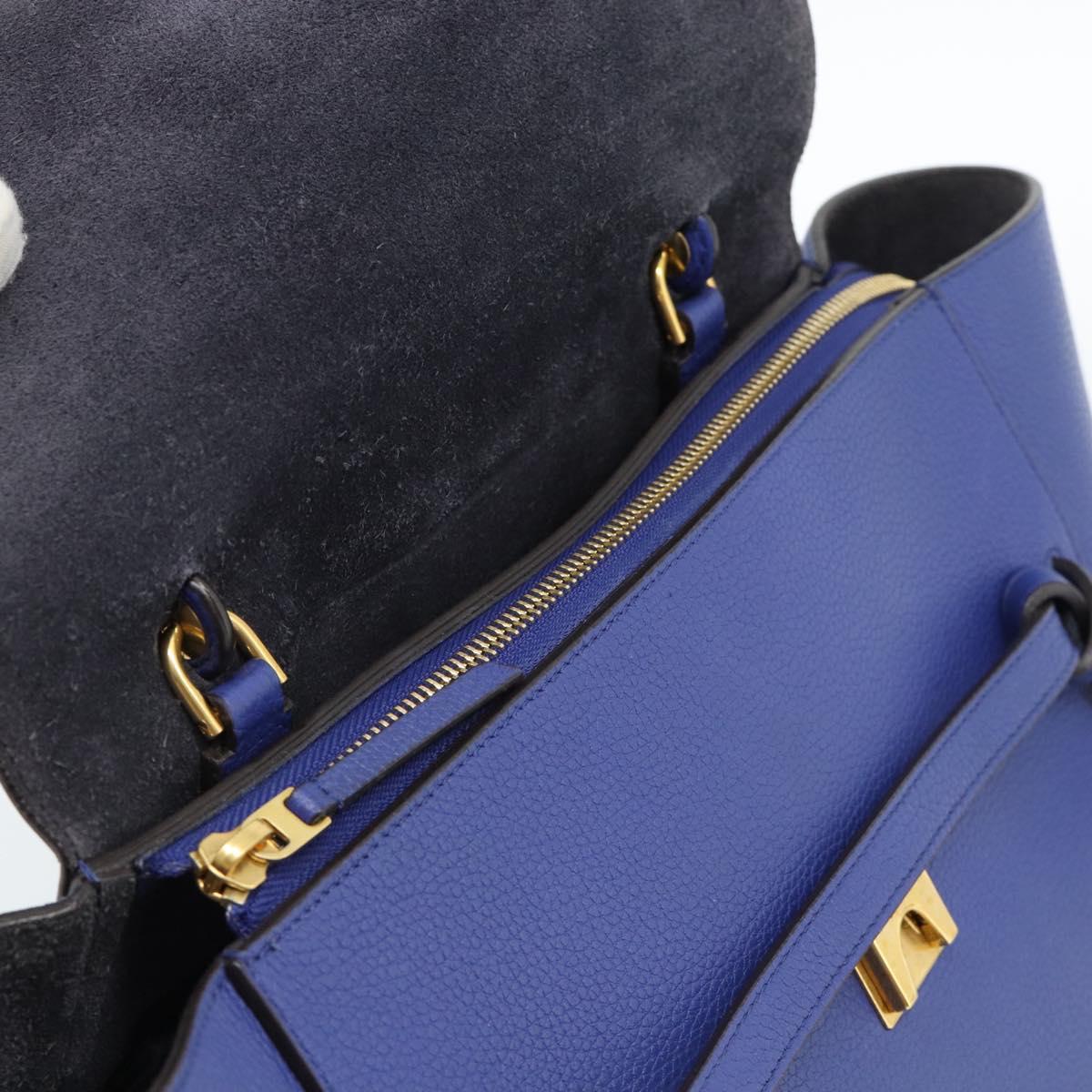 CELINE Belt bag Hand Bag Leather 2way Blue Gold Auth 183709M