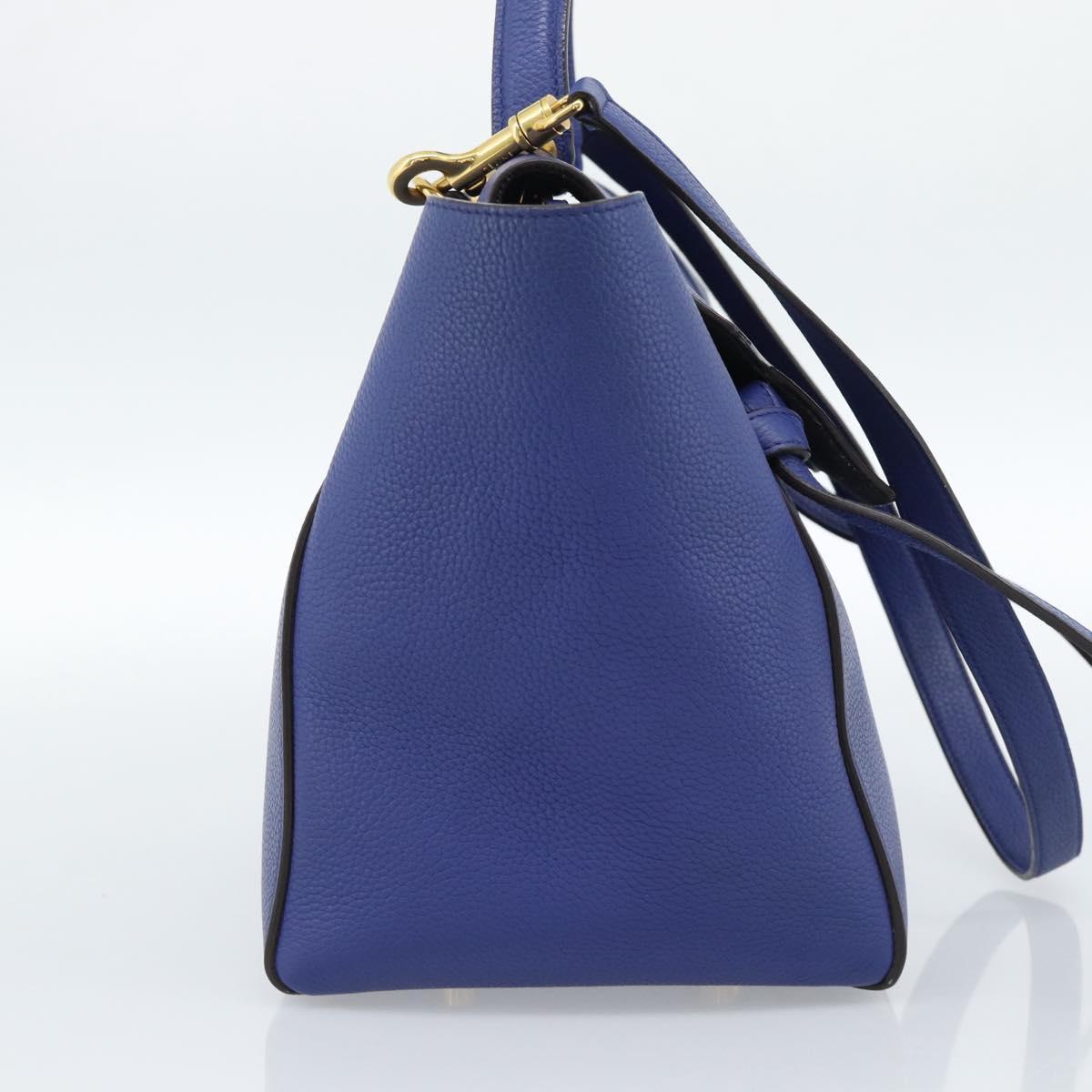CELINE Belt bag Hand Bag Leather 2way Blue Gold Auth 183709M