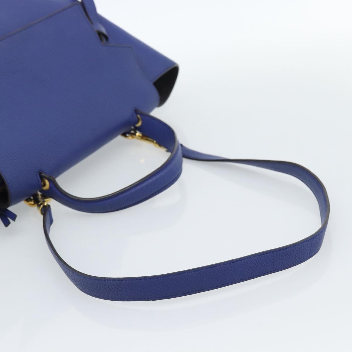 CELINE Belt bag Hand Bag Leather 2way Blue Gold Auth 183709M